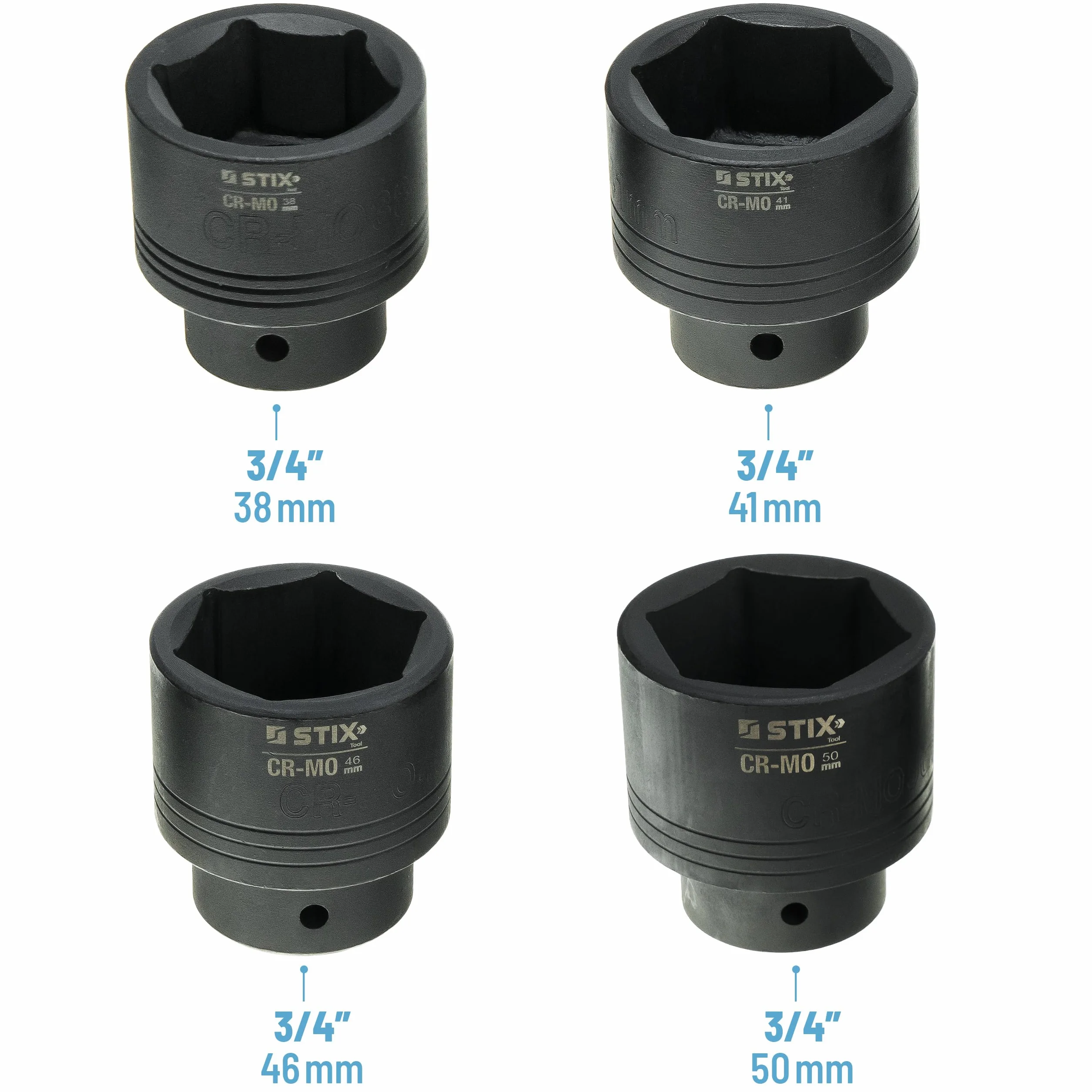 STIX 26-częściowy zestaw kluczy nasadowych 3/4" 1" CR-MO 21-65 mm do klucza udarowego