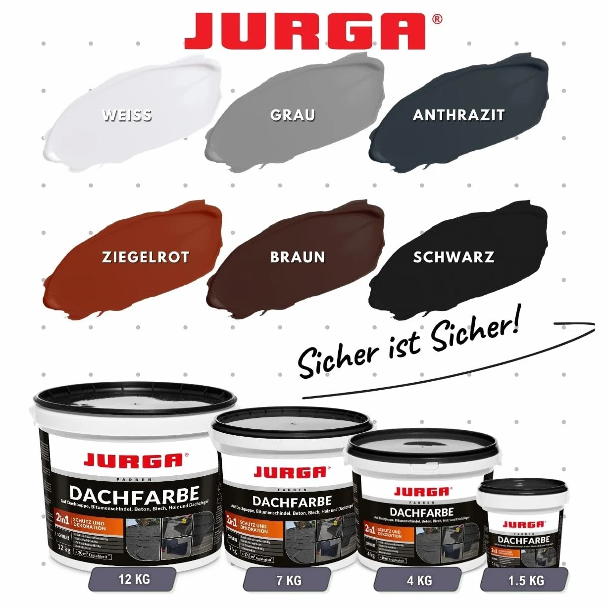 JURGA Farba Dachowa 2 w 1 Dekoracja i Ochrona 7 kg Szara 15,5 m² Odporna na UV