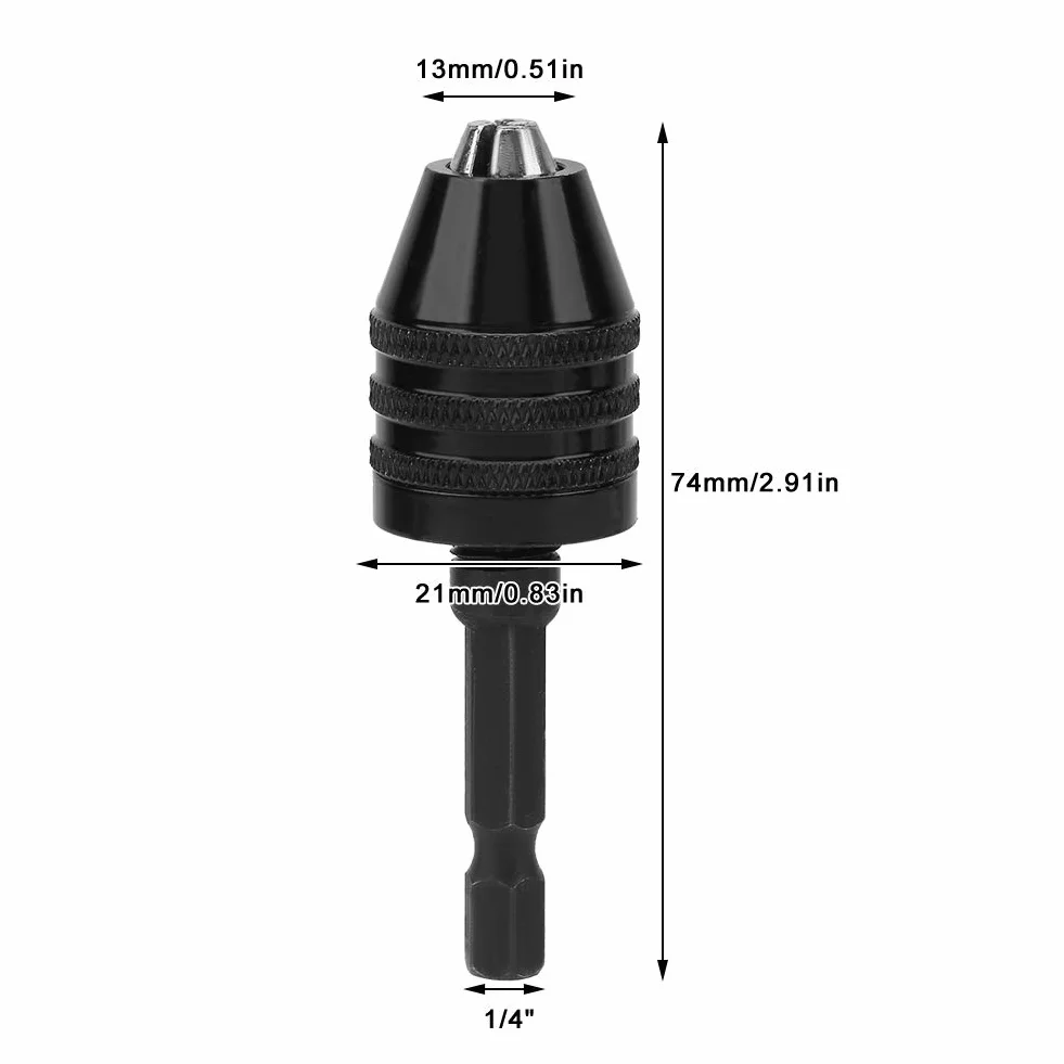Uchwyt wiertarski bezkluczykowy 0,3-6,5 mm 1/4" sześciokątny adapter szybkiej wymiany