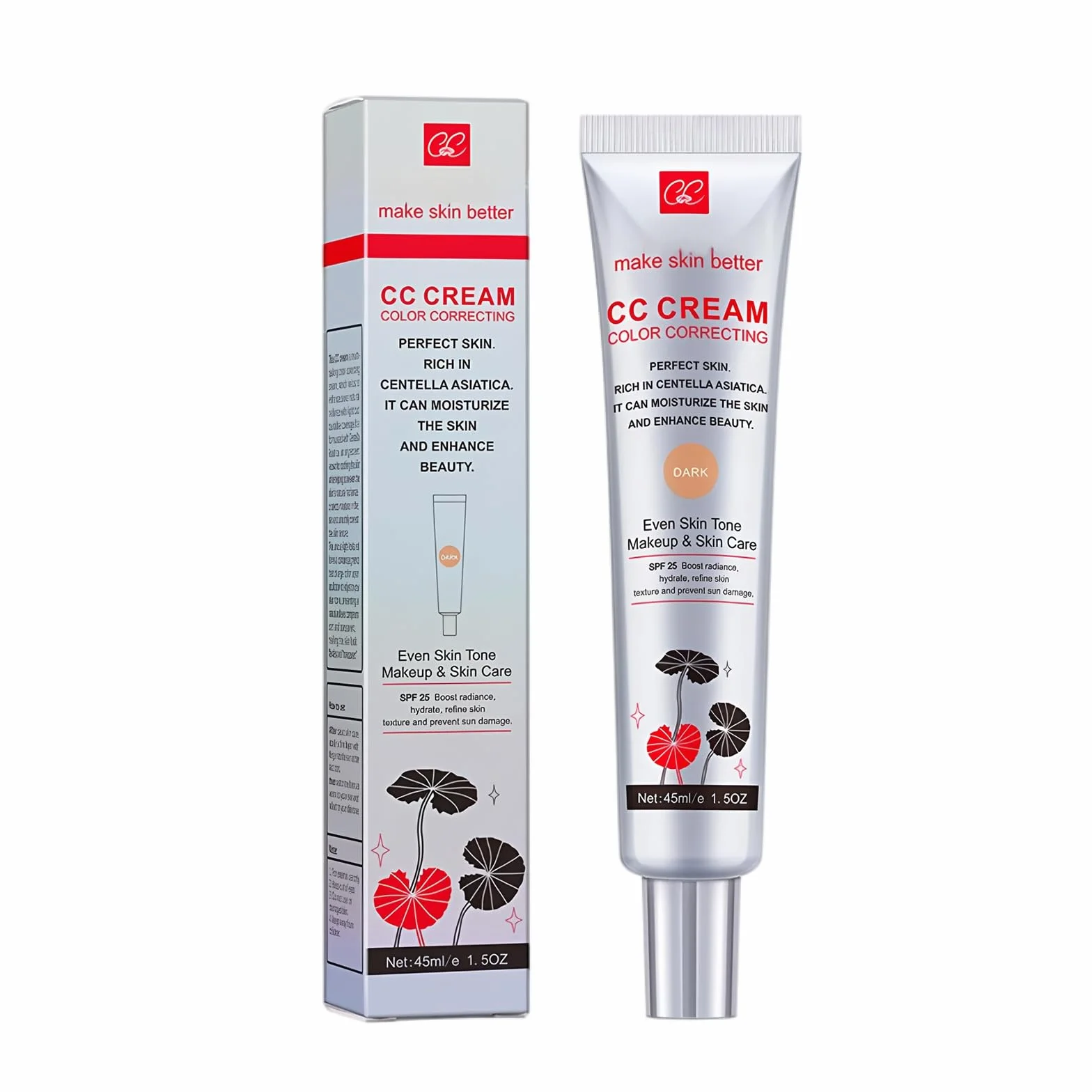 Centella Asiatica CC-Creme, CC Cream Fluid podkład do zakrywania niedoskonałości skóry, LSF 25+, do dostosowania kolorytu skóry, pełne pokrycie, korektor kolorów makijażu
