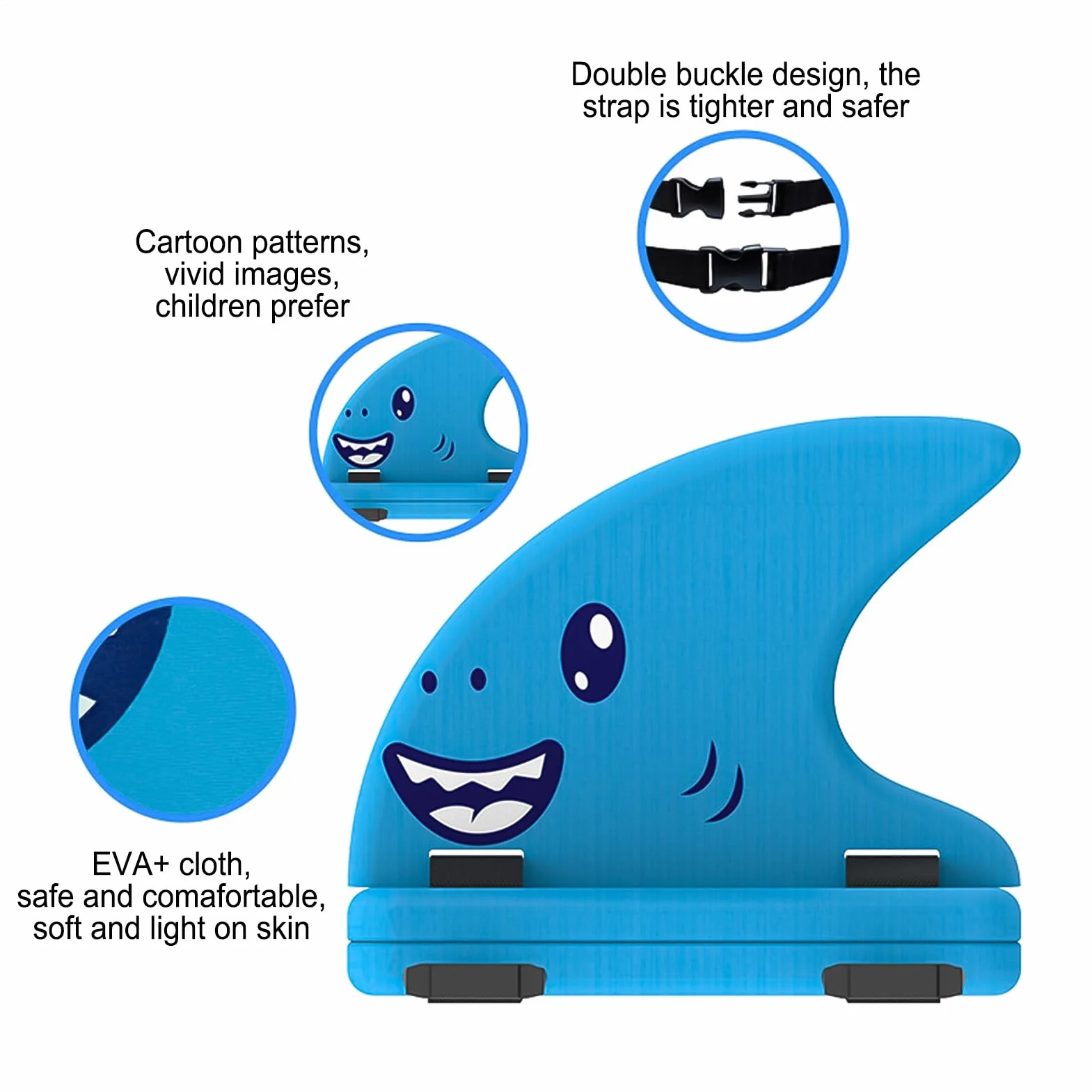 Shark Fin Swimming Aid for Pool Safety Swim Trainer Płetwa rekina pomoc w pływaniu dla dzieci, przenośna pomoc treningowa z regulowanym paskiem