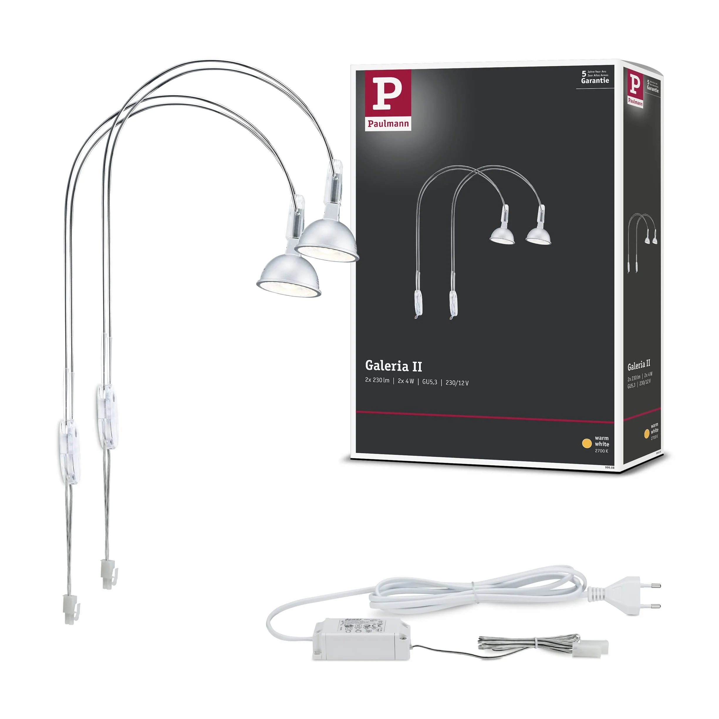 Paulmann Galeria oprawa do lustra LED lampy łazienkowe chrom 2x4 W GU5,3