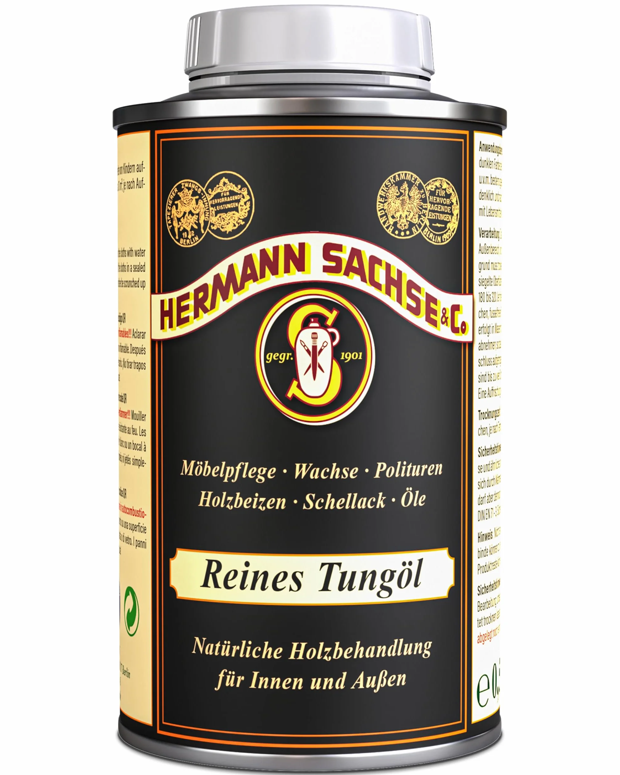Hermann Sachse Czysty olej tungowy 100% naturalny do drewna 0,5 litra wodoodporny