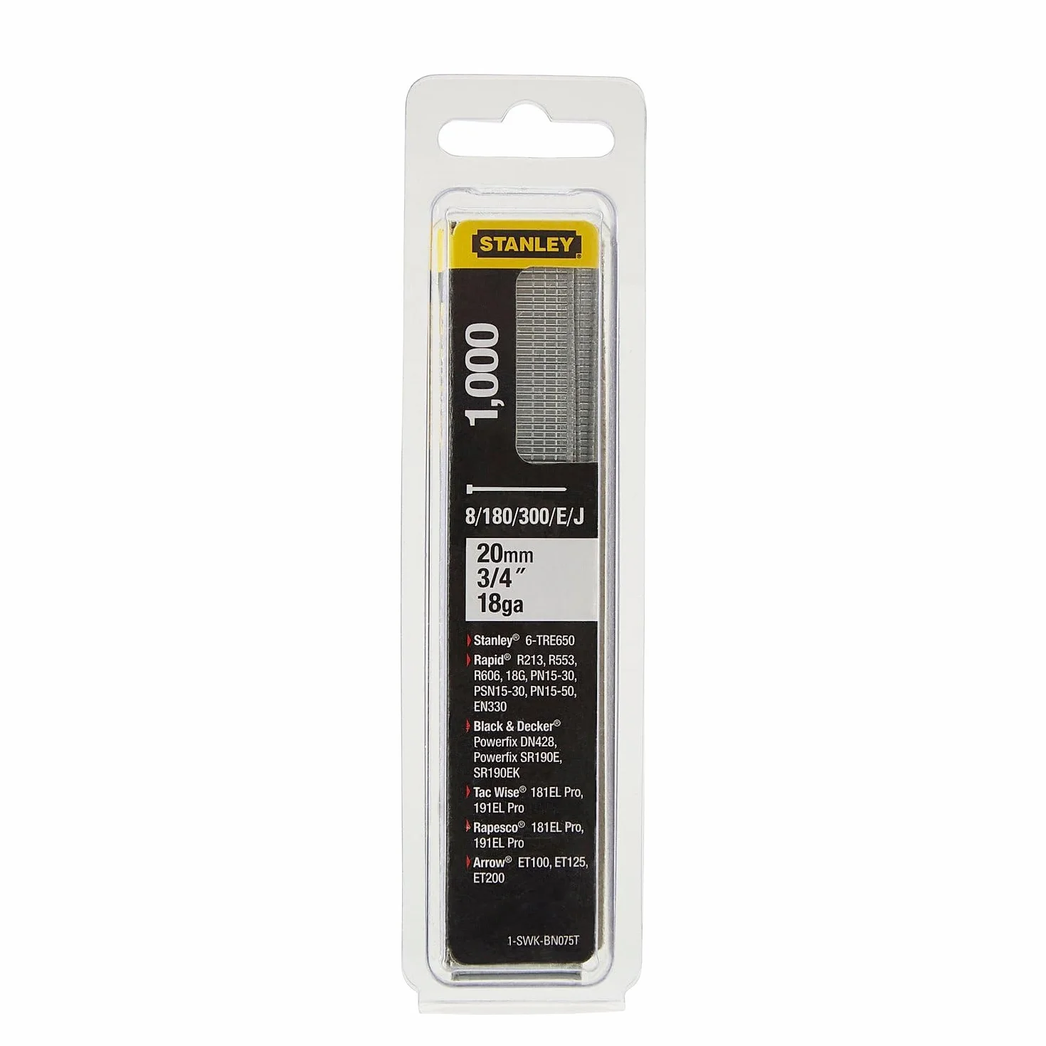 Stanley 1-SWKBN075T Clavo/Brad 8/300 E/tipo J-20mm-1000 u, 20 mm