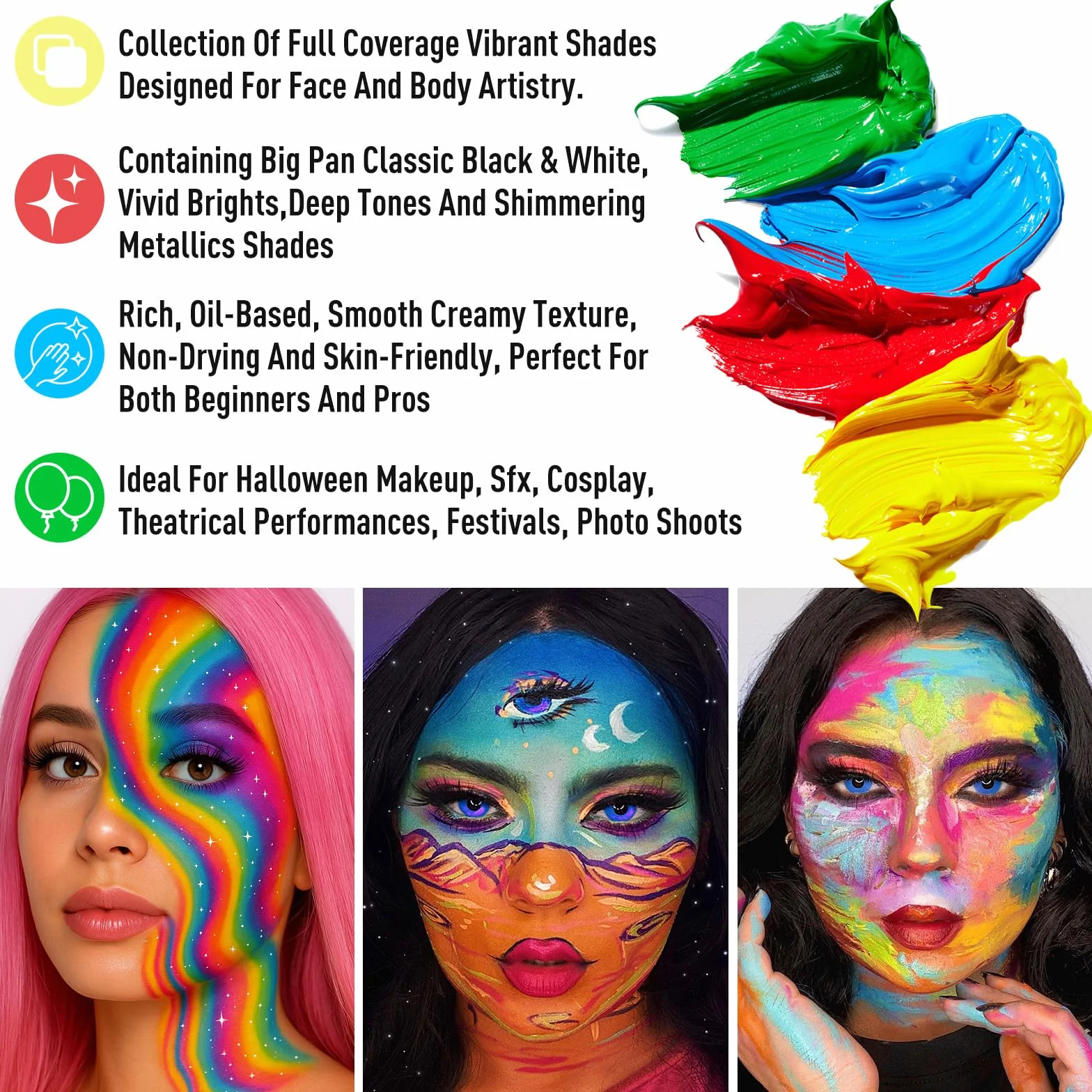 UCANBE Athena Face Paint 20 kolorów do makijażu teatralnego, na Halloween, wysokie odwzorowanie kolorów, oleista farba do twarzy, do malowania brzucha, na karnawał, imprezę