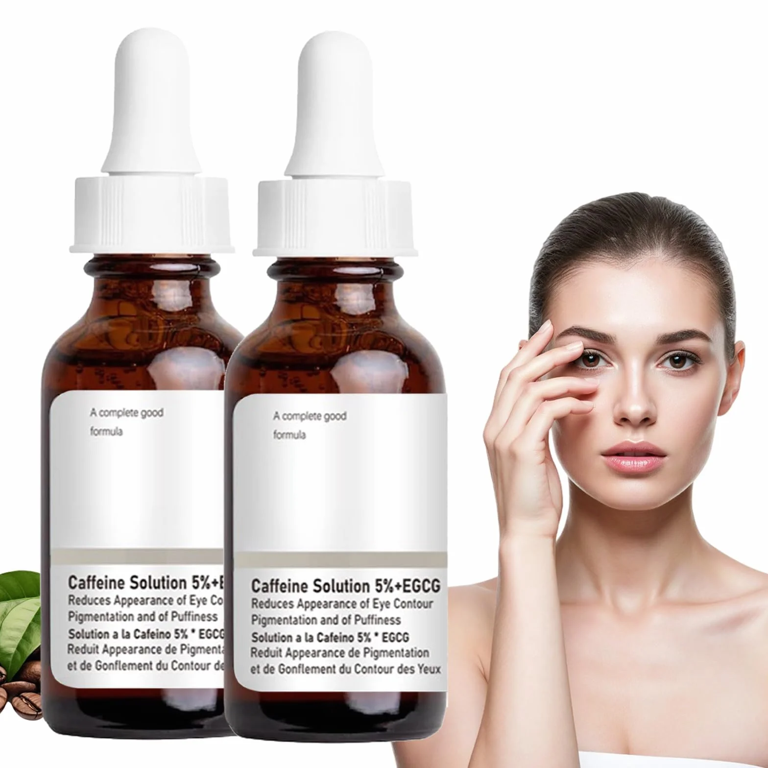 Flintronic 5% roztwór kofeiny + EGCG Serum Korektorowe, 2 szt. Kofeinowe serum do oczu, poprawia cienie i kieszenie pod oczami, wygładza zmarszczki i drobne linie wokół oczu, 30 ml