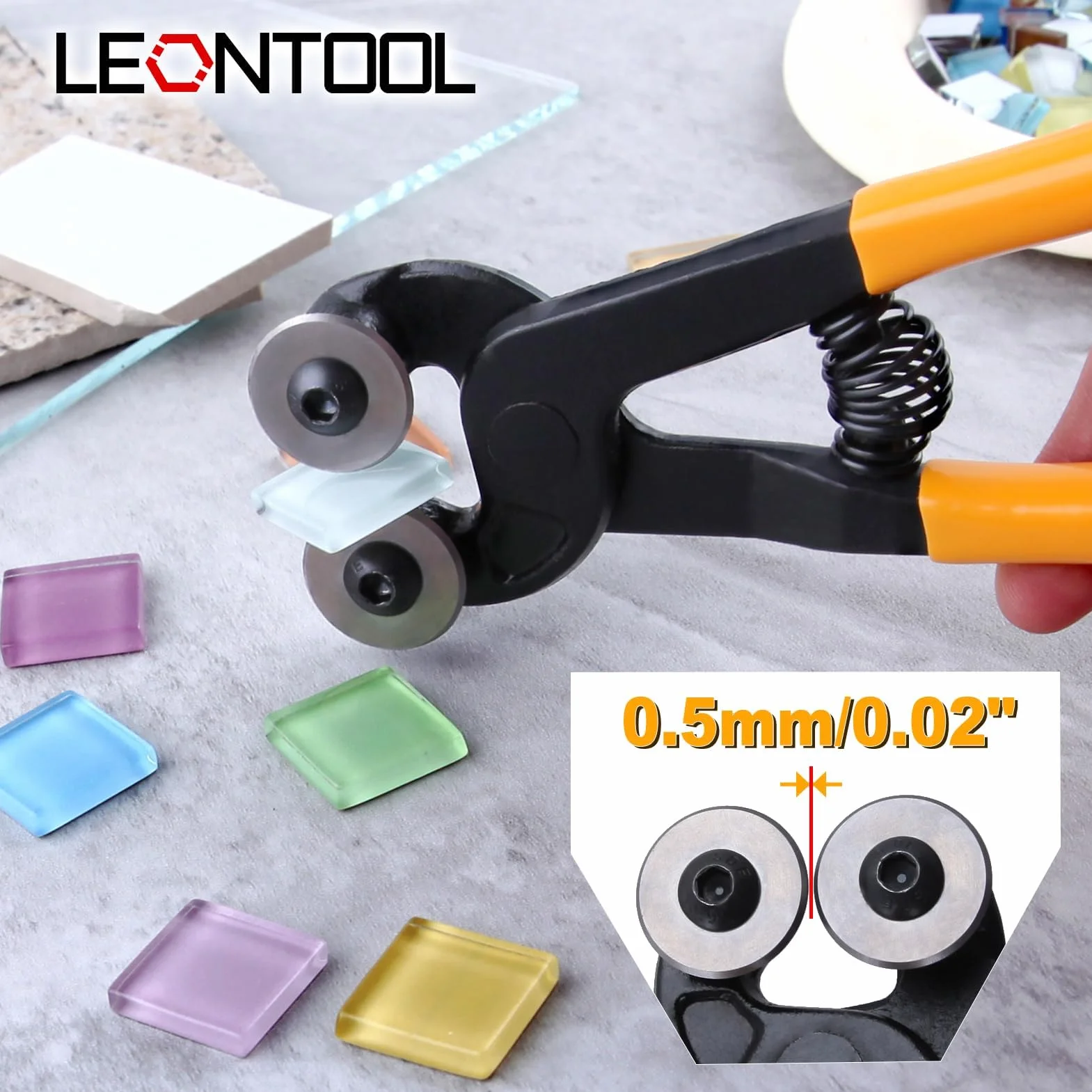 LEONTOOL Szczypce do płytek szklanych, mozaiki, twardy metal, Soft-Grip, narzędzie ręczne