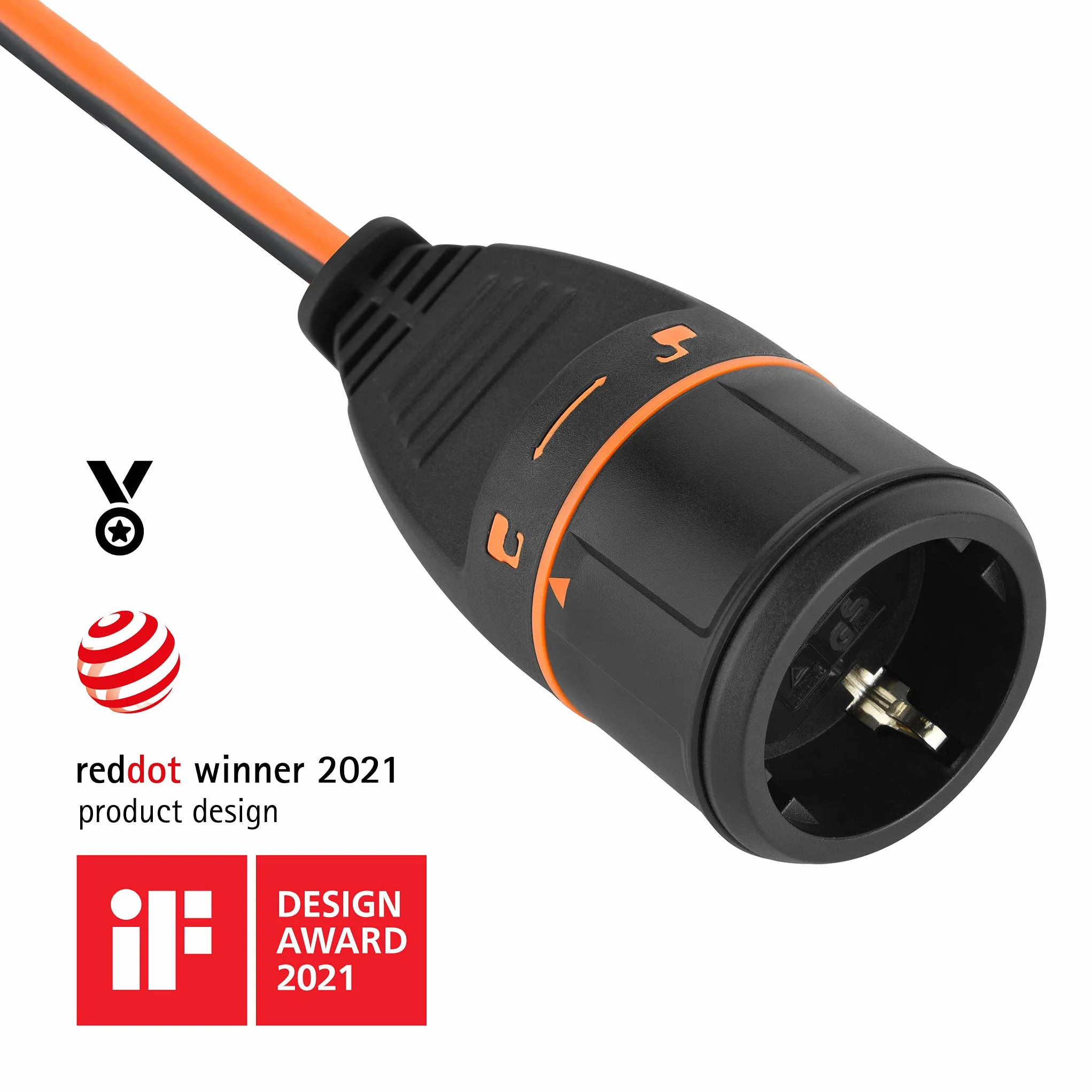 Electraline 49237 bęben kablowy 25 m 3G1 z gniazdkiem elektrycznym, system blokady przyłącza prądu, ponieważ zapobiega przypadkowemu odłączeniu podłączonego urządzenia podczas użytkowania