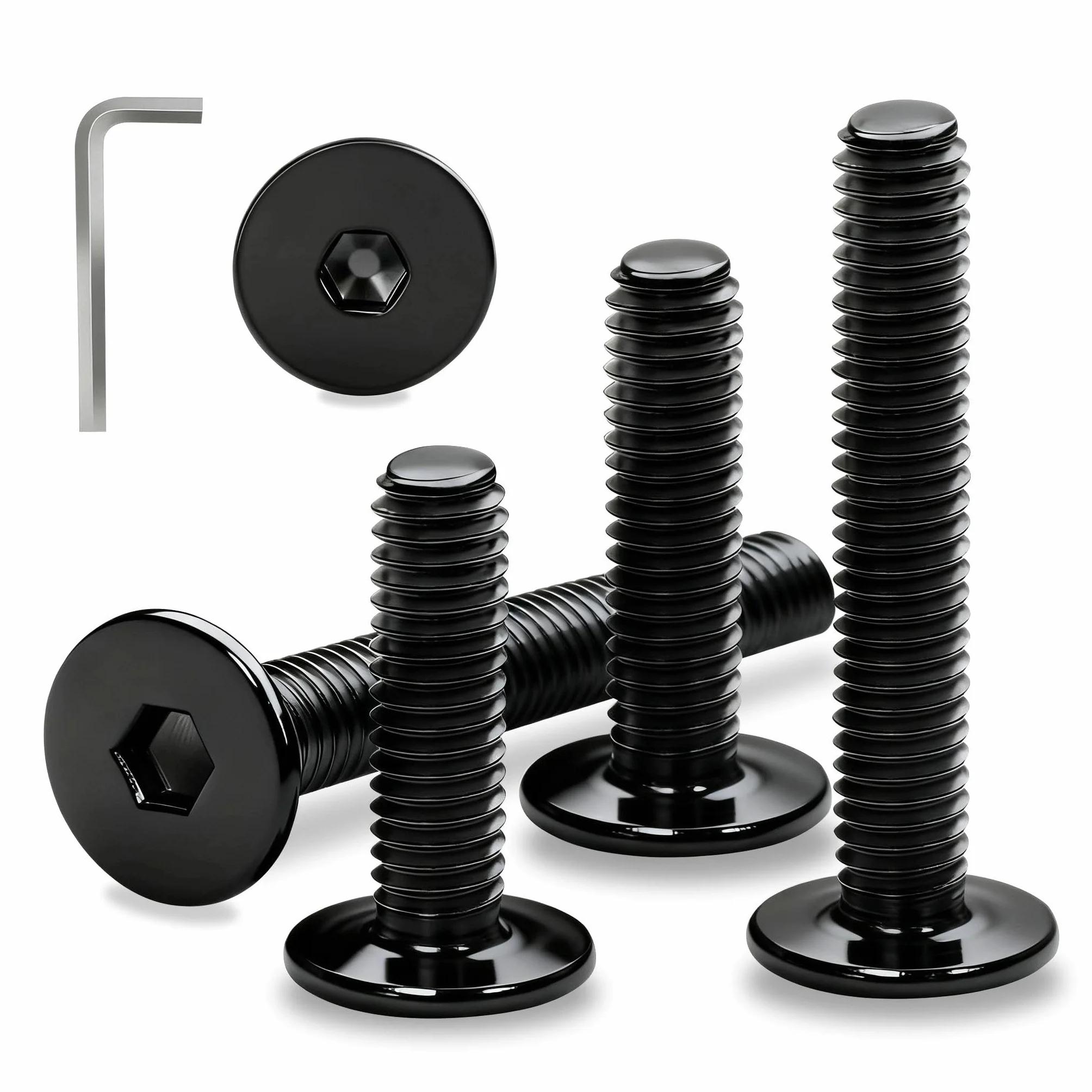 Śruby M6 x 10 mm z łbem płaskim gniazdem sześciokątnym, stal nierdzewna A2 V2A, pełny gwint, 12 sztuk