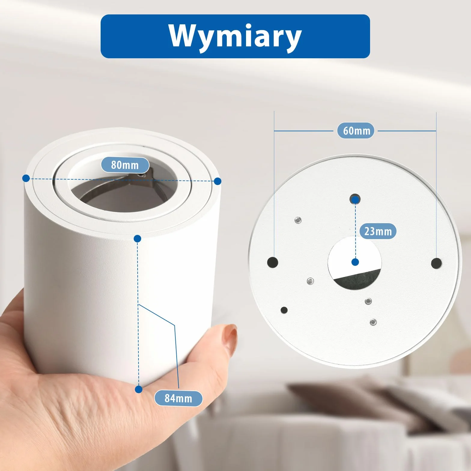 6 Sztuk Natynkowe Reflektory LED GU10, Obrotowe Punkty Świetlne Sufitowe Biały Aluminium, Oświetlenie Łazienka Kuchnia Przedpokój Salon, Plafon Reflektor Stropowy (Bez Żarówki)