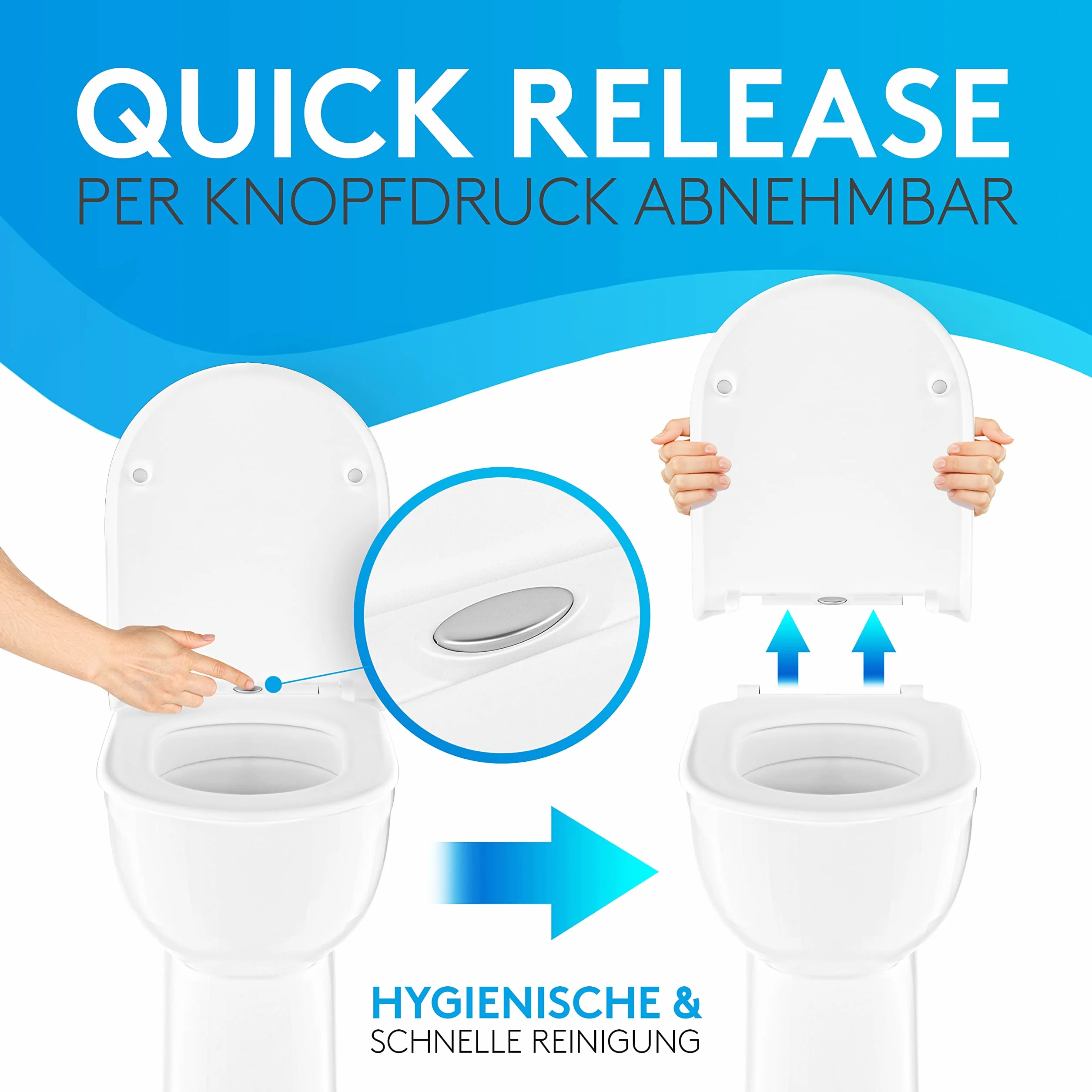 Duroplast deska sedesowa D z cichym zamykaniem Quick Release antybakteryjna uniwersalna z akcesoriami