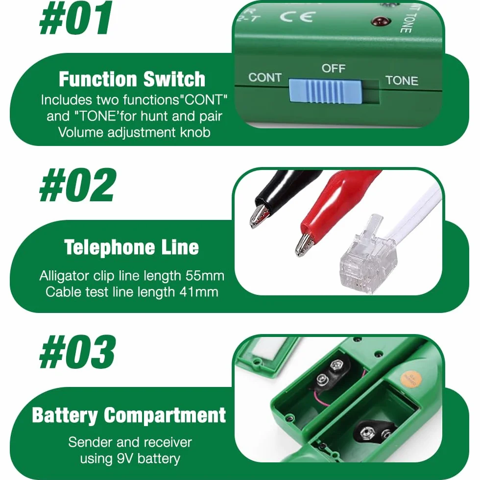 Cable Tracker, urządzenie do wykrywania pęknięć kabli, robot koszący, tester obwodów, lokalizator kabli, wyszukiwarka przewodów, tracker linii telefonicznej, do konserwacji sieci, ciągłości obwodu