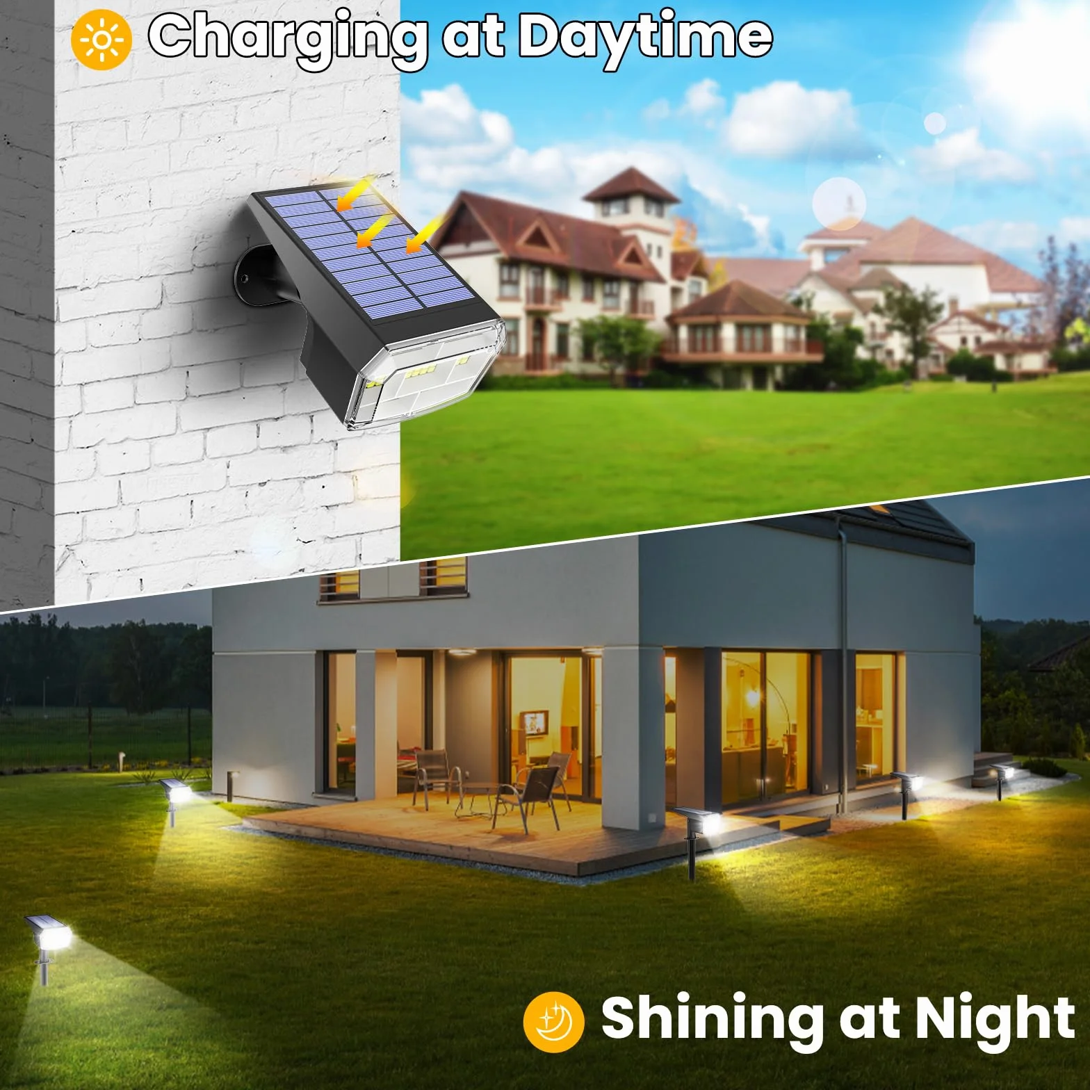 Lampa solarna LED 1500mAh wodoodporna regulowany reflektor z 3 trybami oświetlenia