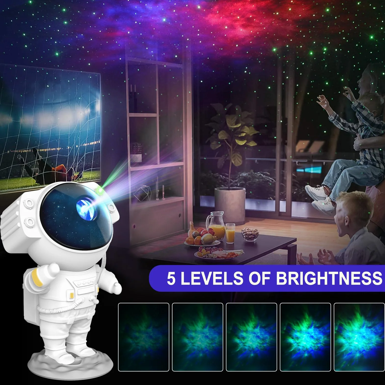 Nigecue Astronaut LED Projektor Gwiazd z Pilotem, Nocna Lampa Projektująca Gwiazdy z Timerem, LED Lampa Projektor do Sypialni, Kina Domowego, Imprez, Domu