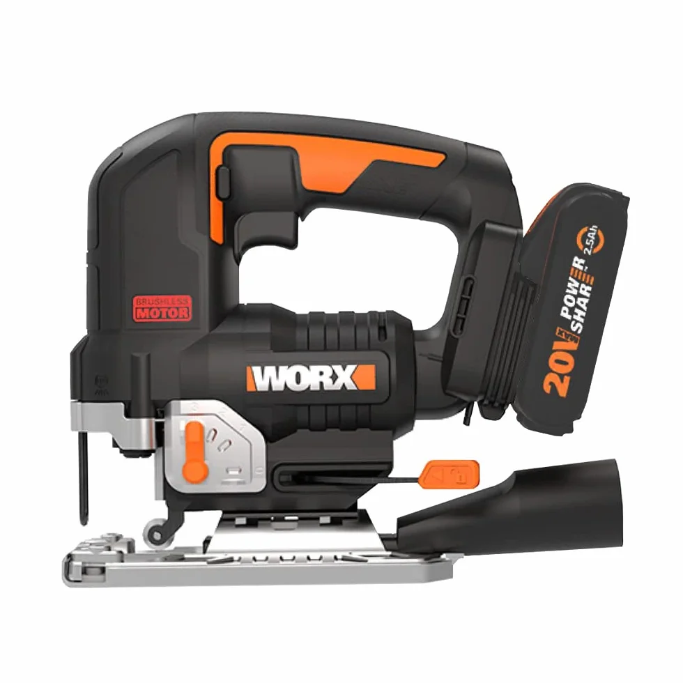 WORX Nitro WX542 akumulatorowa wyrzynarka wahadłowa 20 V silnik bezszczotkowy z adapterem ssącym