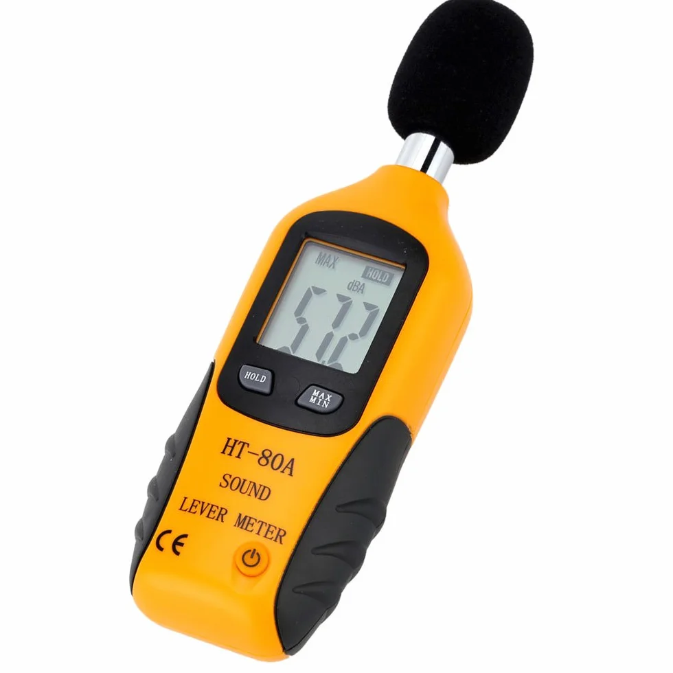 Mengshen Cyfrowy miernik poziomu dźwięku 30-130 dB z wyświetlaczem LCD, ręczny miernik szumów audio