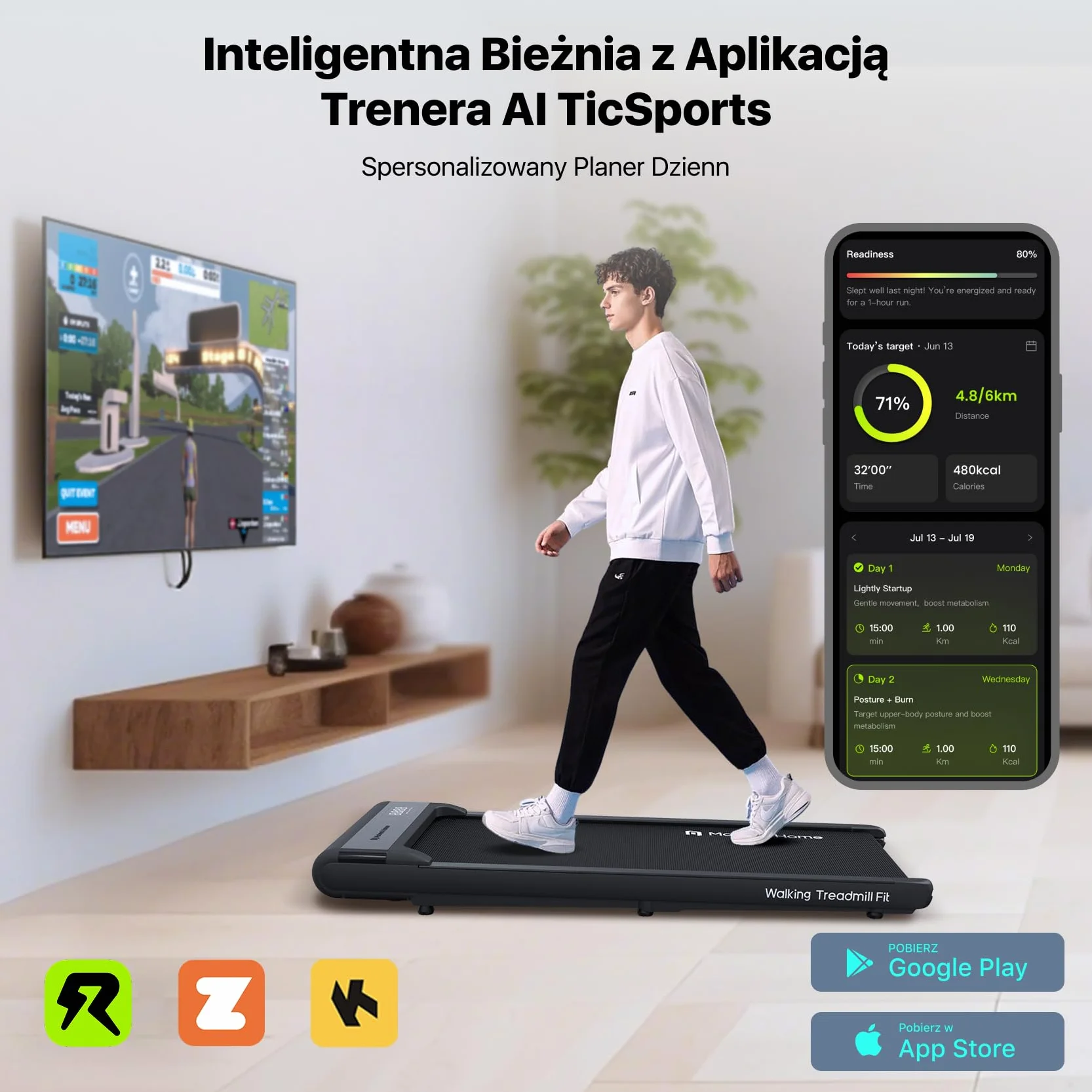 Mobvoi Bieżnia do Chodzenia pod Biurko - Przenośna i Kompaktowa do Domu/Biura, z Pilotem, Nośność 120kg, Prędkość Regulowana 2-6 km/h