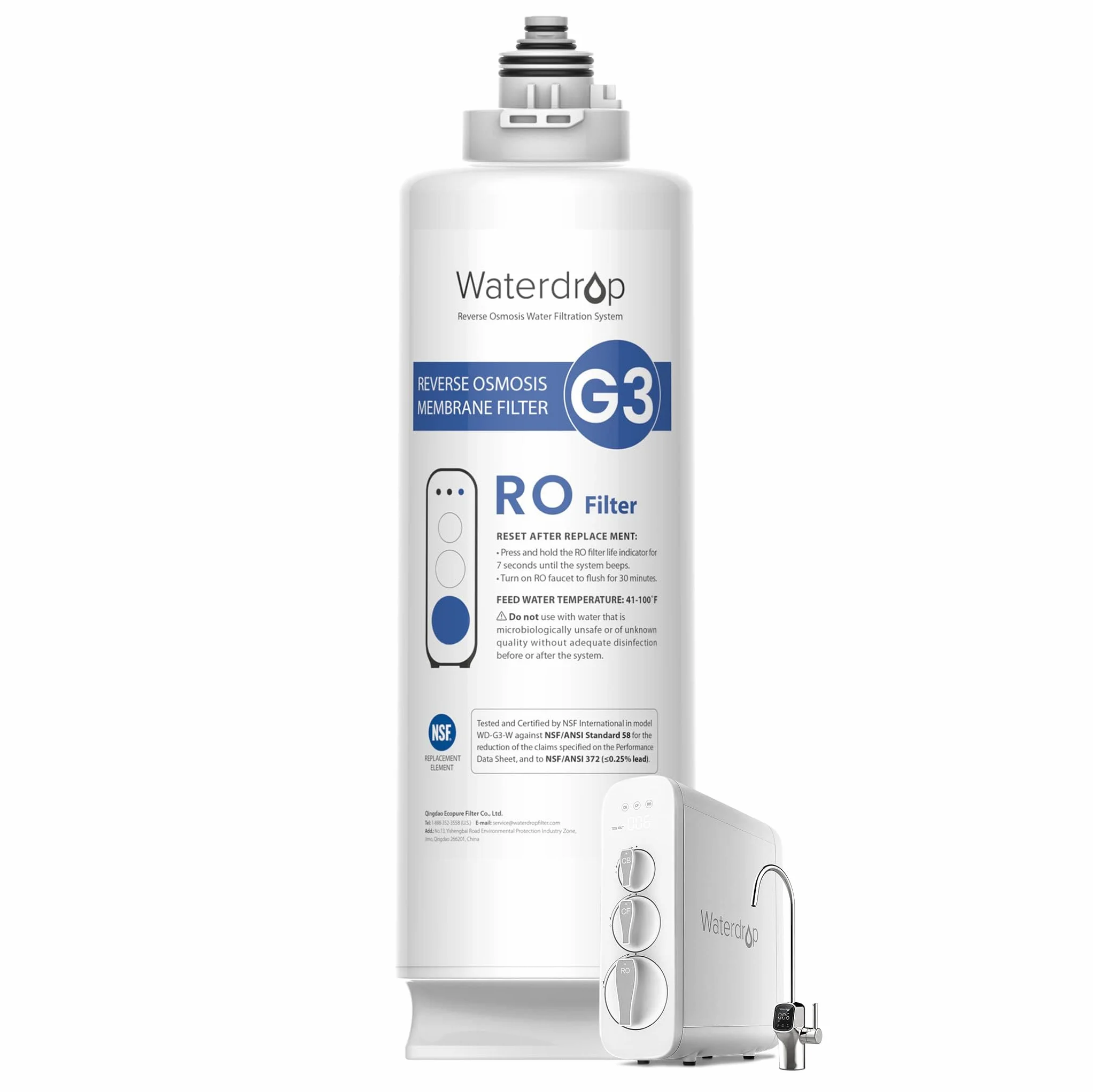 Waterdrop Filtr WD-G3-N2RO zamiennik do systemu odwróconej osmozy