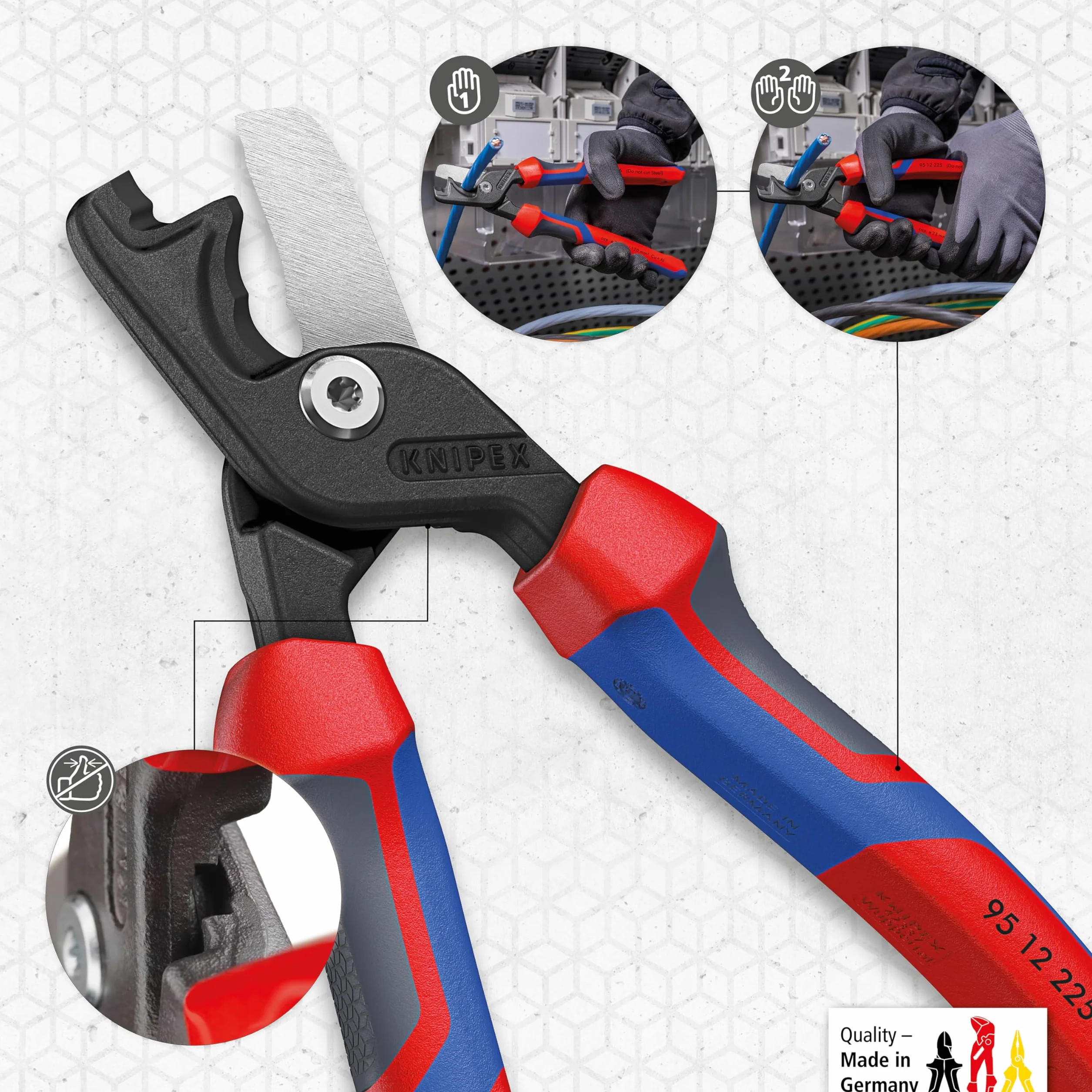 KNIPEX StepCut XL Nożyce do kabli 225 mm 95 12 225