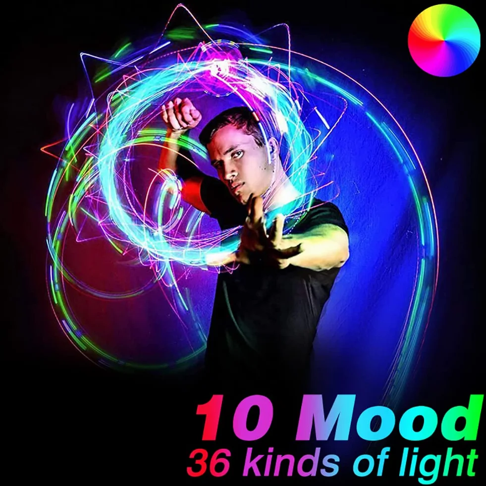 Fiber Optic Whip Dance LED 360° 7 Colors 36 Light Effects Party Disco