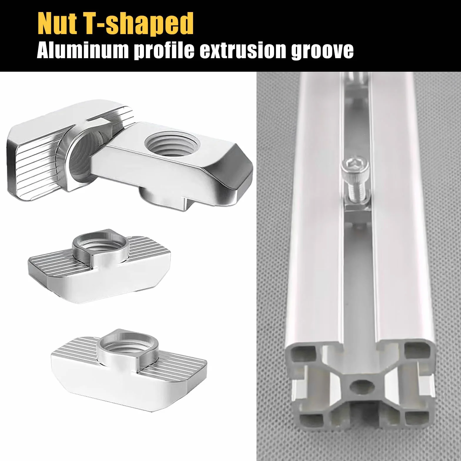 T-Slot Nut M5 100 sztuk Kamienie do rowków Aluminiowe profile 20x20 Carbon Steel niklowana