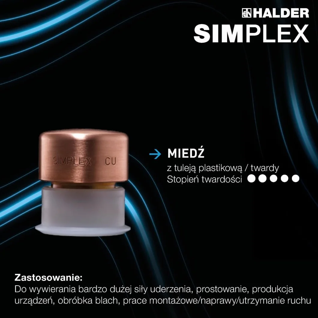 Halder SIMPLEX Młotek z miękkimi obuchami 30mm z miedzi i metalu lekkiego