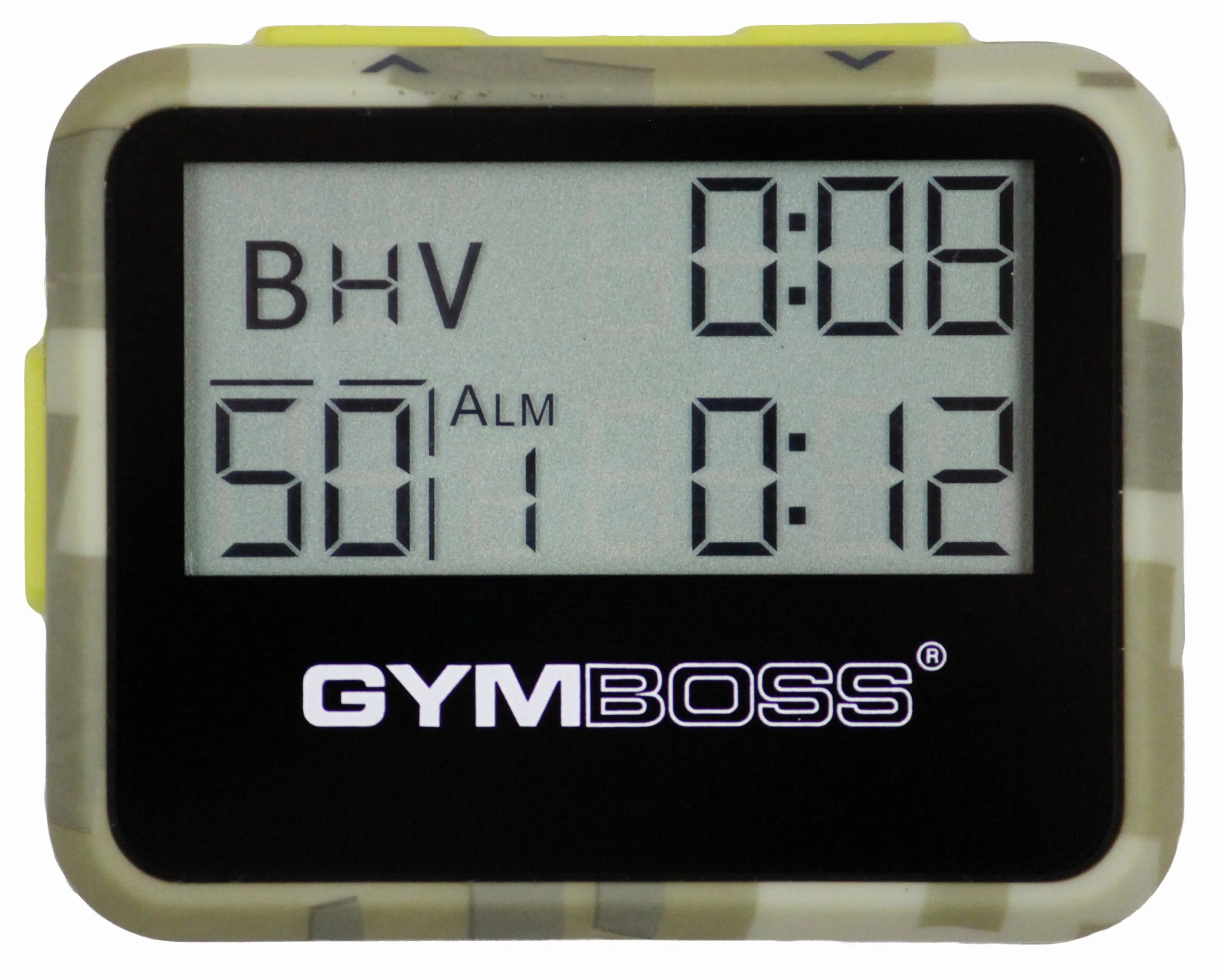 Gymboss Timer interwałowy i stoper zielony kolory kamuflażu/żółty miękka powłoka