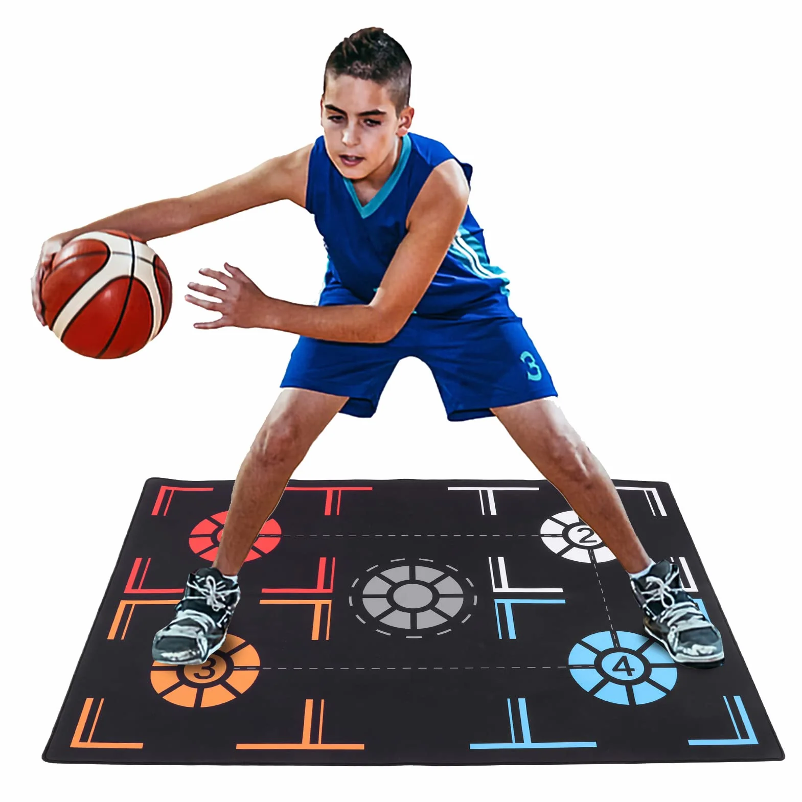 Mata Treningowa do Koszykówki, Antypoślizgowa Regularna Mata Treningowa do Koszykówki, Pomocnicza Mata Sportowa do Kontroli Dryblingu, Składana, Trwała, Cicha Mata do Stóp