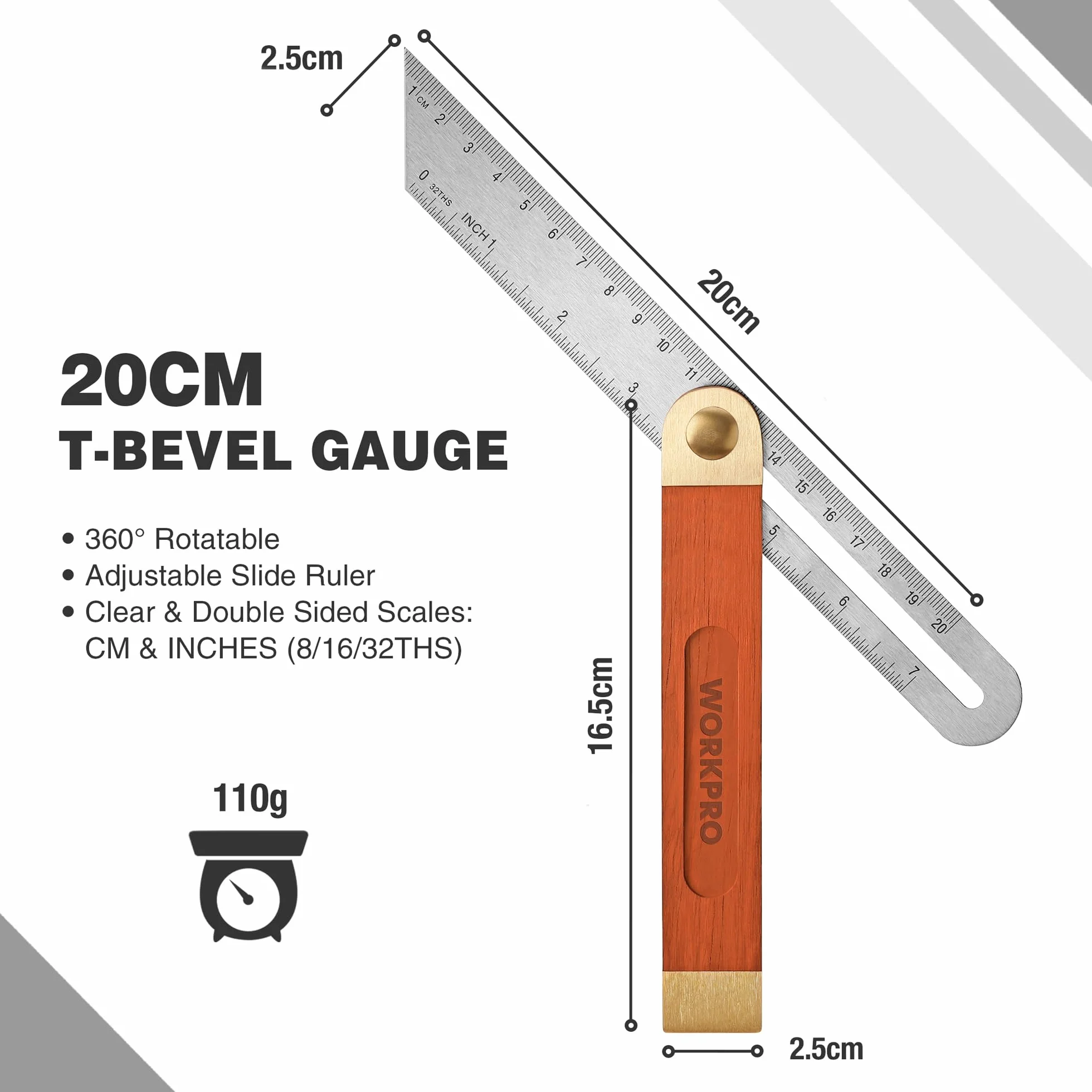 Workpro Zestaw Kwadratów Stolarskich 2-Częściowy 8 Cali 200 mm 9 Cali 230 mm