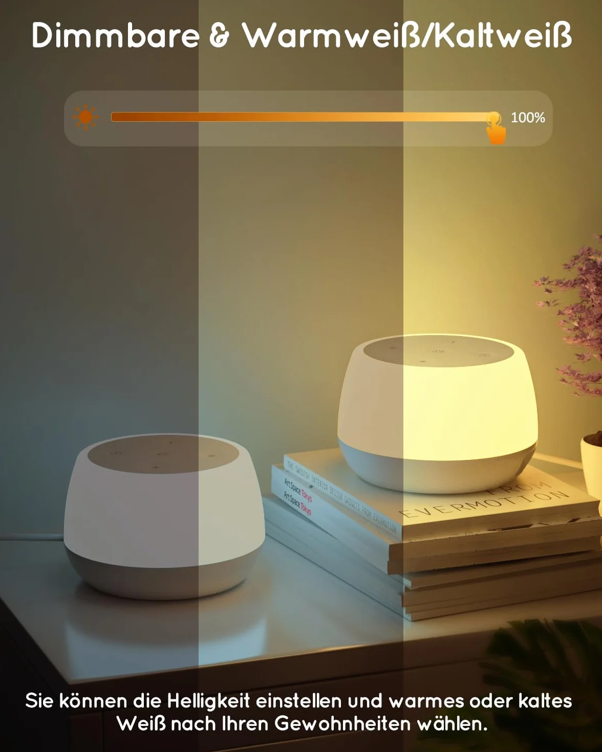 Bonsery Dotykowa lampka nocna LED z timerem, akumulatorowa USB, 9 kolorów, 3 tryby, dla niemowląt