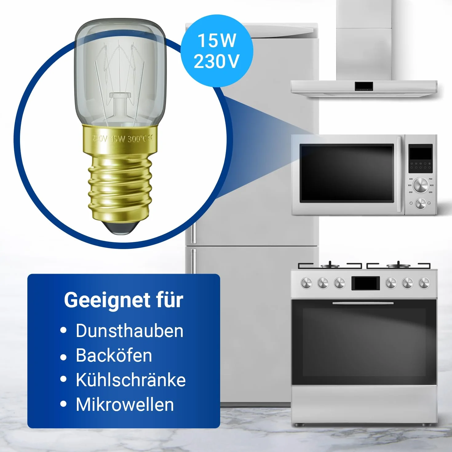 VIOKS Żarówka E14 15W 230V 300°C 22mm Ø48mm T22 do Neff AEG Bauknecht