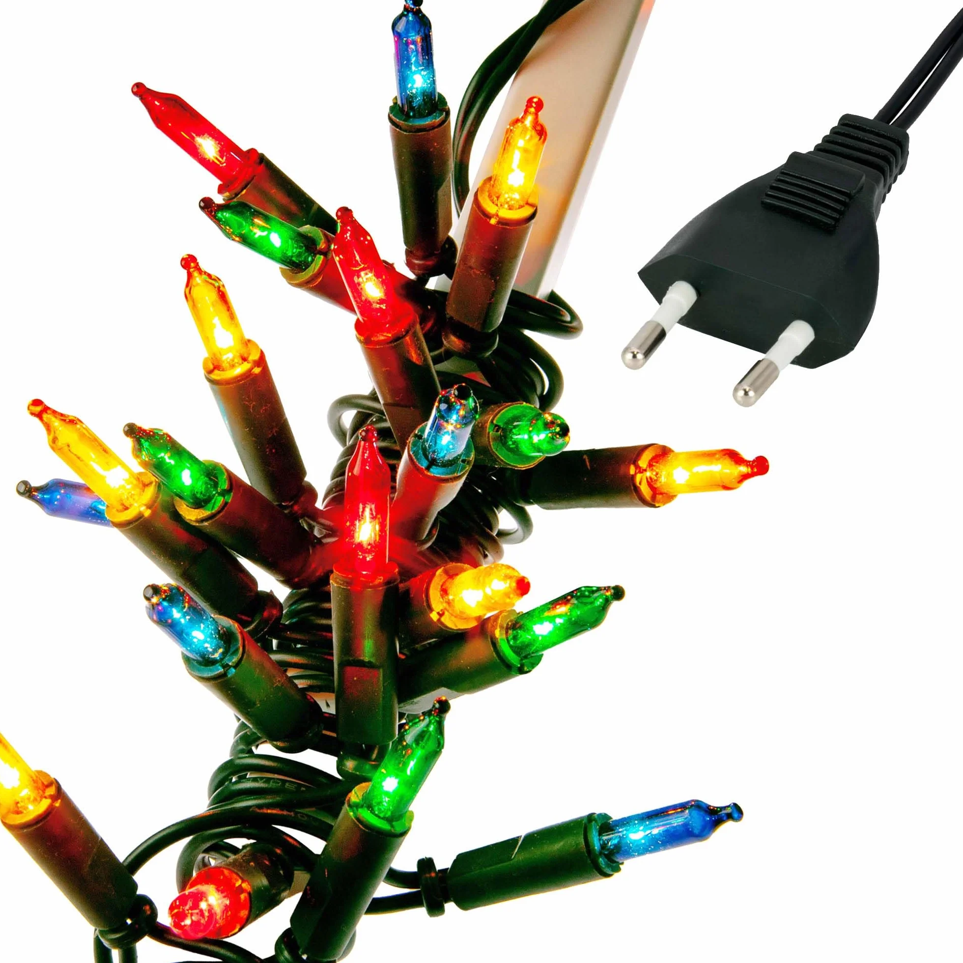 Hellum Wewnętrzny łańcuch świetlny na choinkę 100 kolorowych świateł 14,85 m 59 lm zielony kabel