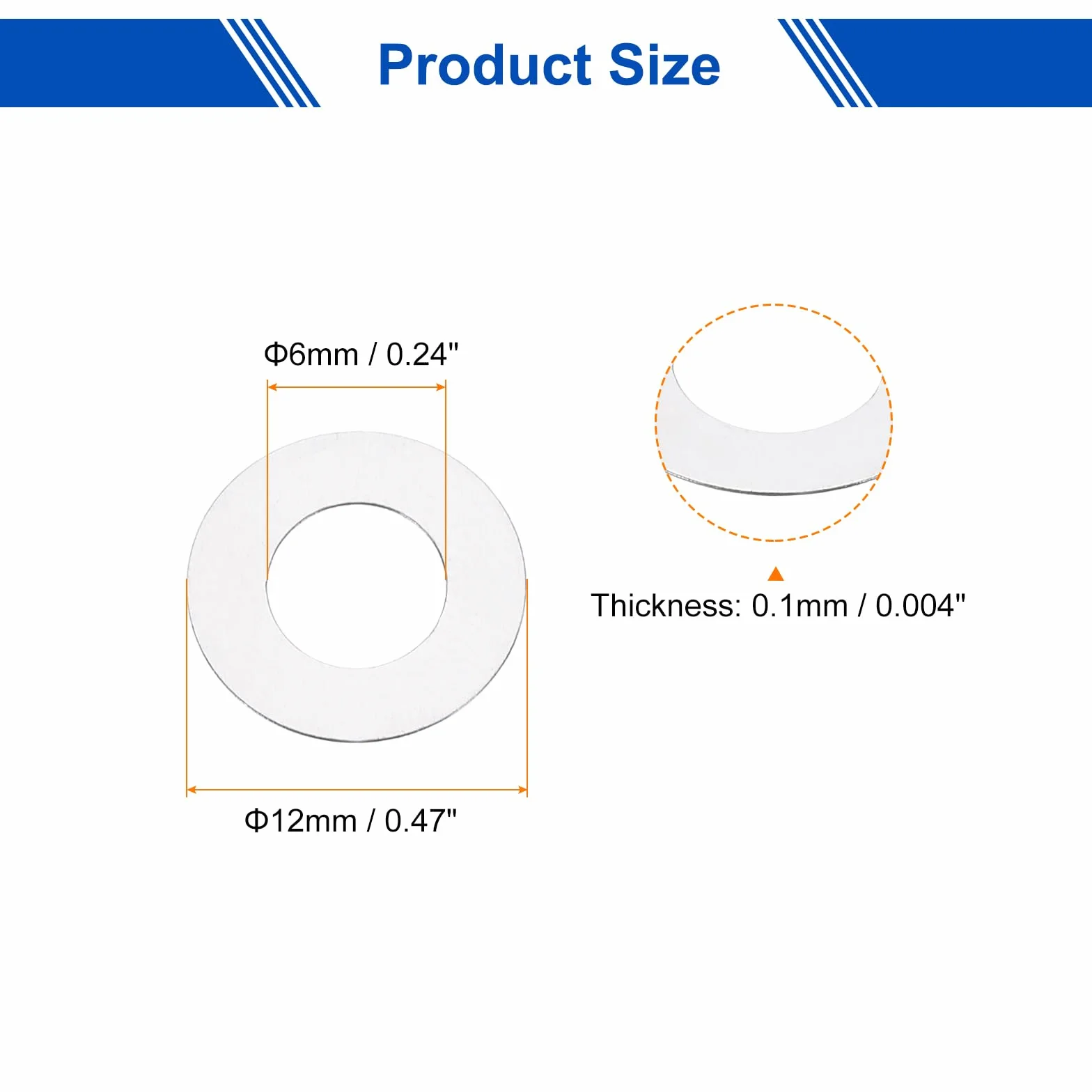 Podkładki płaskie ze stali nierdzewnej 304 M6 6x12x0,1 mm 50 sztuk