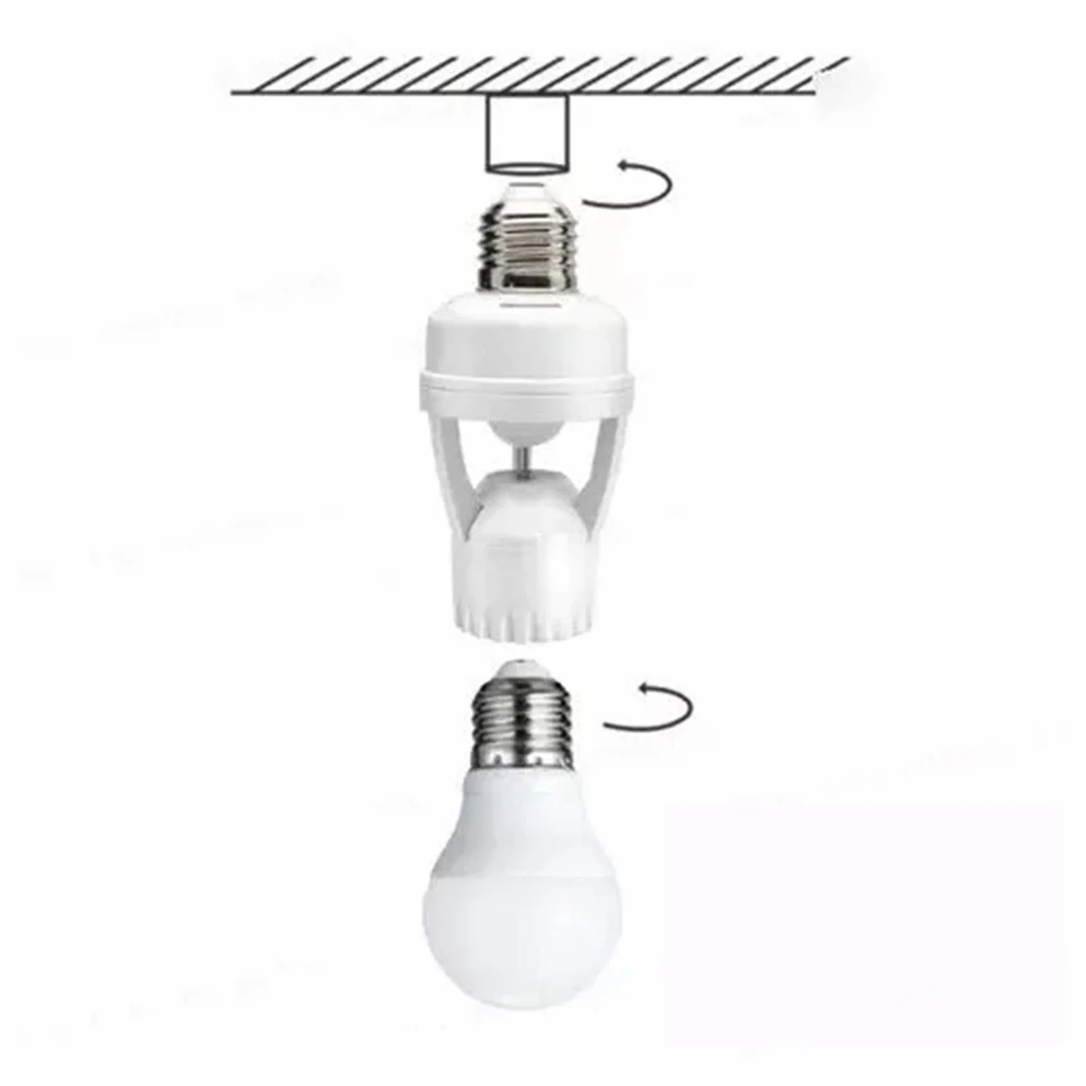 E27 Gniazdo światła z Czujnikiem Czas Opóźnienia 10-300 Sekund Zasięg 6 M Lampa Aktywowana Ruchem IR Adapter