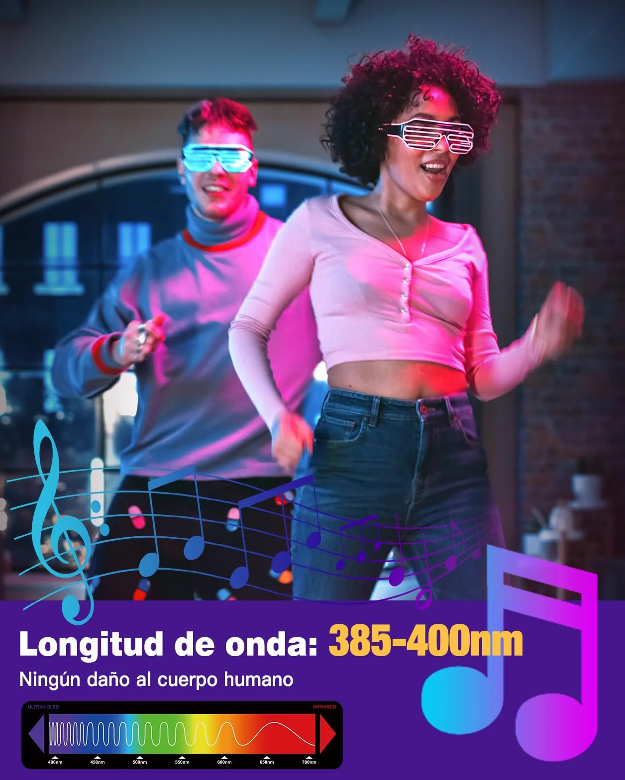 Anpro 72 W czarne światło LED 48 diod regulowane 360° kąt świecenia 120° przewód 4,5 m długość fali 385-400 nm