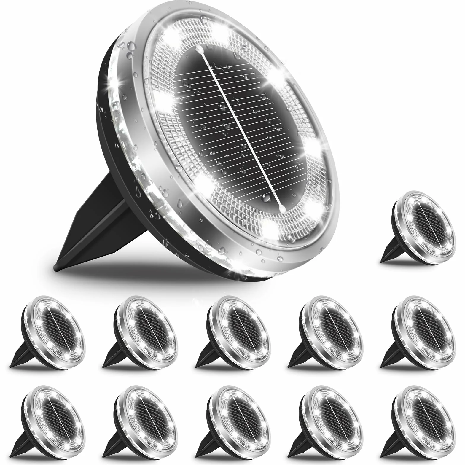 Solarne lampy podłogowe IP65 12 LED zimna biel Bowfar