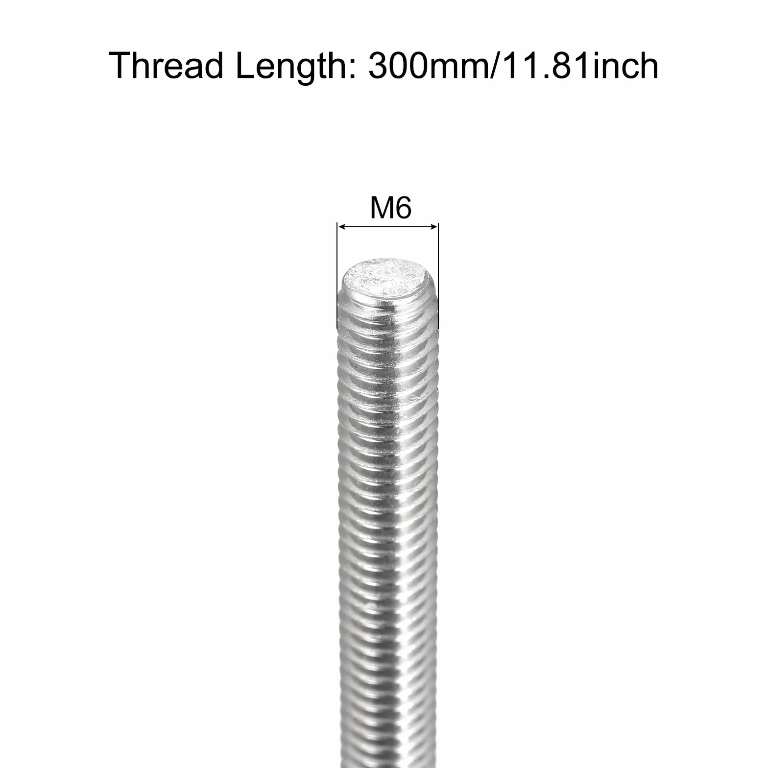 Pręt gwintowany M6 x 300 mm ze stali nierdzewnej 304 Skok gwintu 1 mm 3 szt