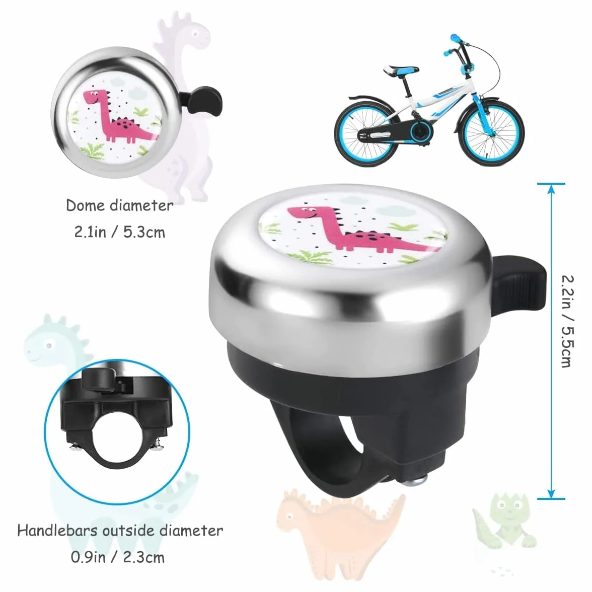 flintronic Dzwonek rowerowy, dziecięcy dzwonek rowerowy z głośnym, wyraźnym dźwiękiem, dzwonek drogowy i górski, akcesoria rowerowe, bezpieczna jazda na rowerze, aluminium, ostrzeżenie, skuter,