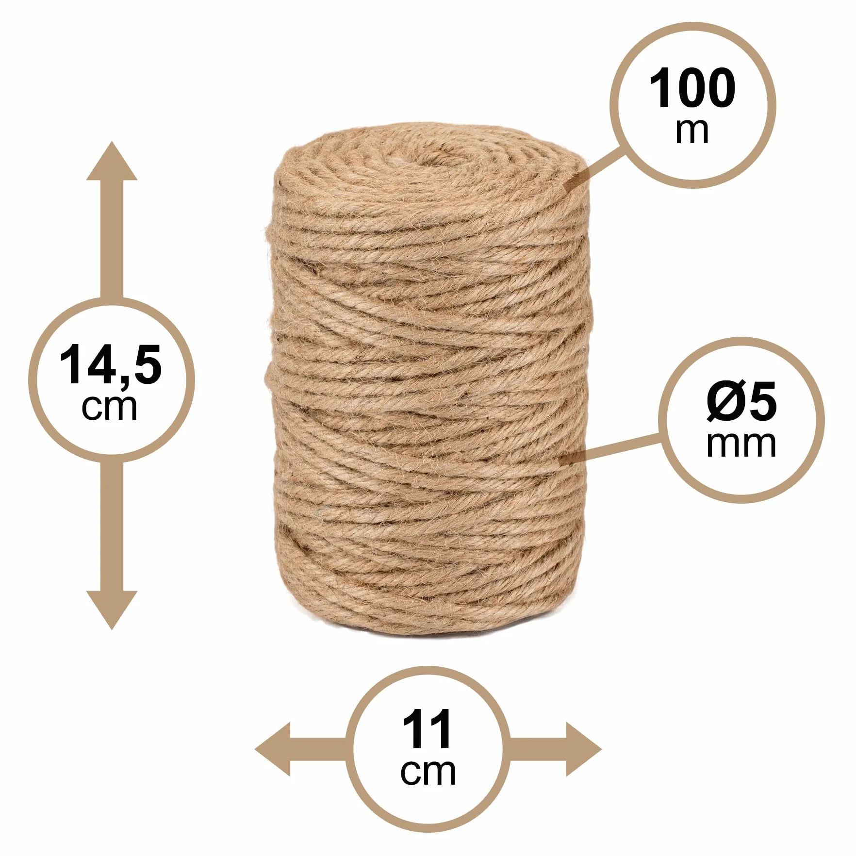 Sznurek juty naturalny Ø5mm 100 m La Lina CJN33