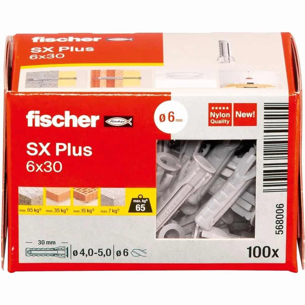 fischer Kołek rozporowy SX Plus 6x30 pudełko 100 sztuk nylonowe