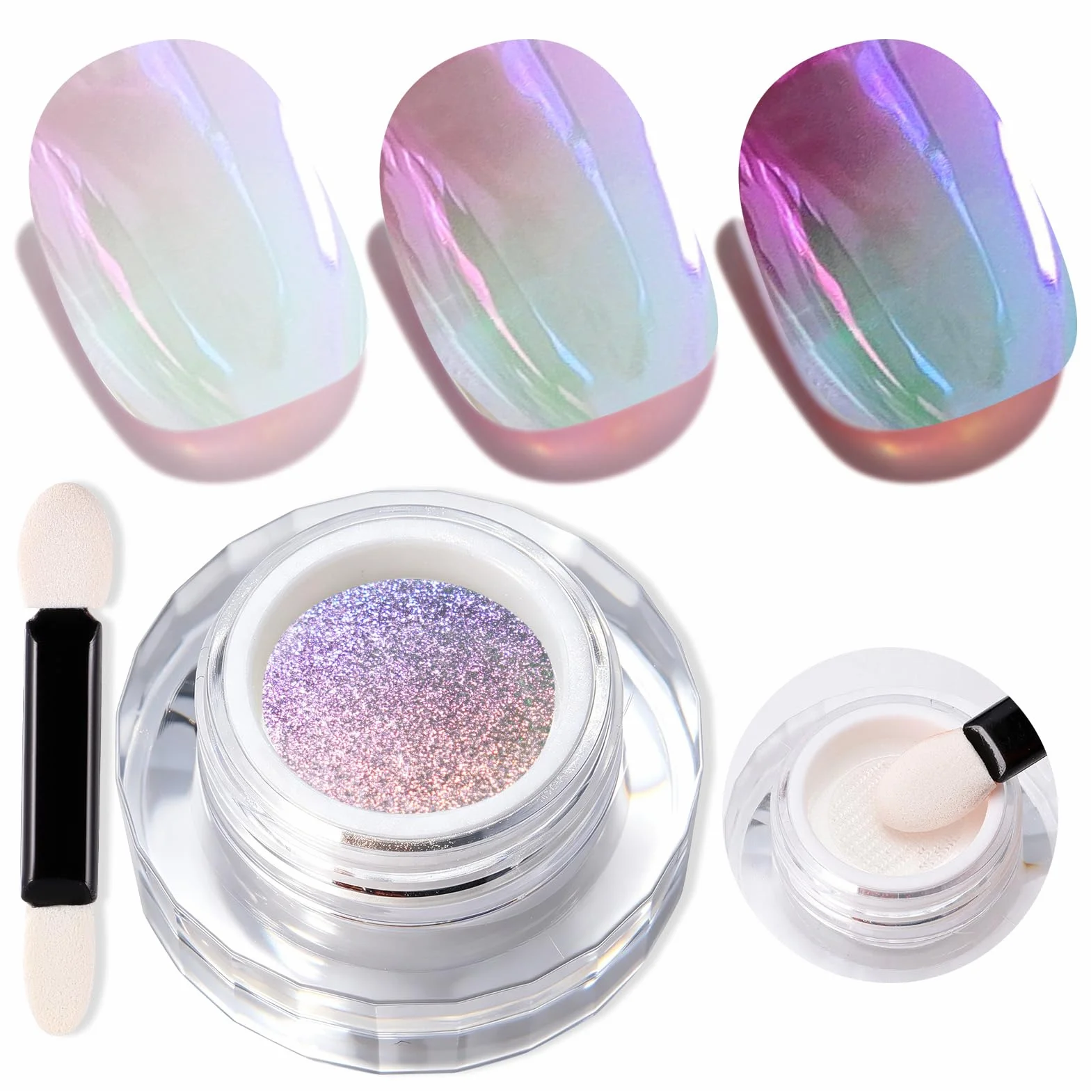 Poduszka Aurora chromowany proszek do paznokci, holograficzny chrom i laserowy proszek do paznokci, jednorożec, brokat, metaliczny efekt lustra, perłowy lód syrenka pigment do zdobienia