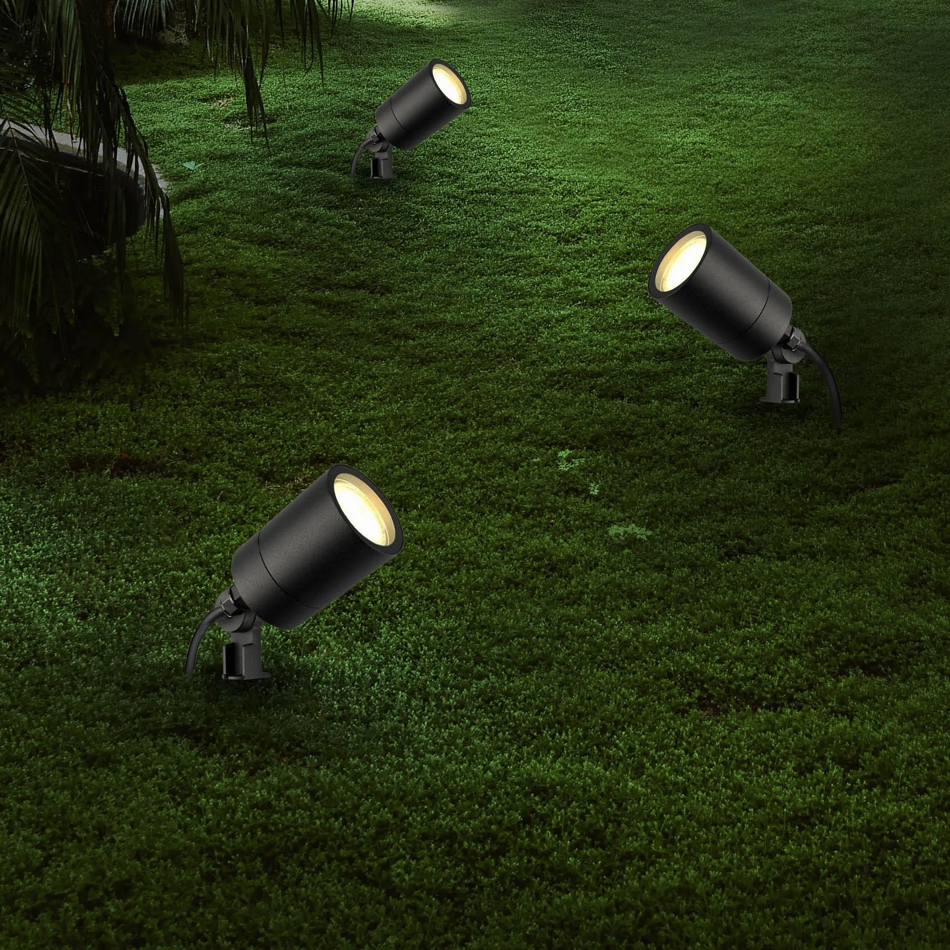 Ledvion Lampa ogrodowa LED GU10 5W IP65 czarna reflektor z kolcem ziemnym
