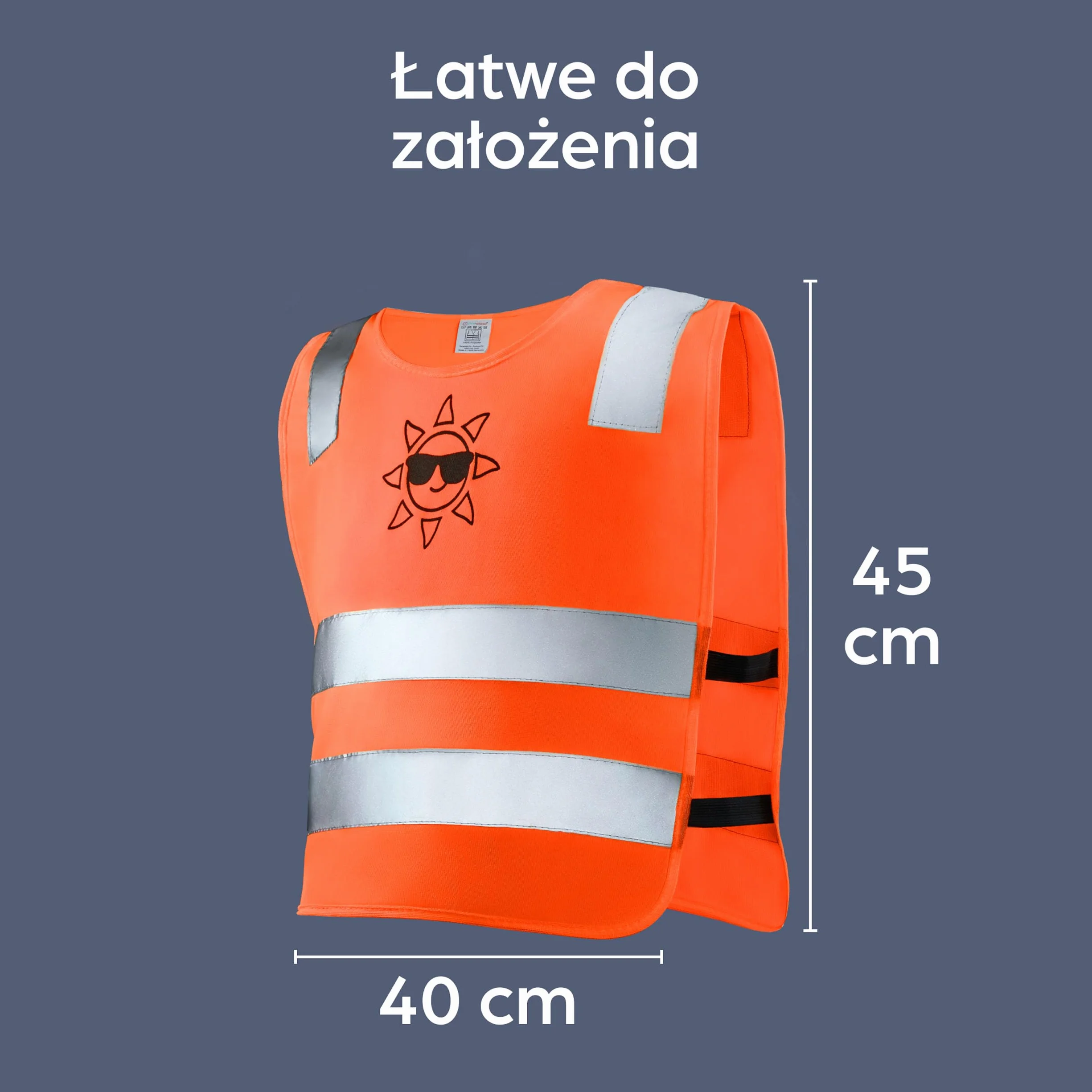 Dziecięce kamizelki ostrzegawcze pomarańczowe oddychające uniwersalny