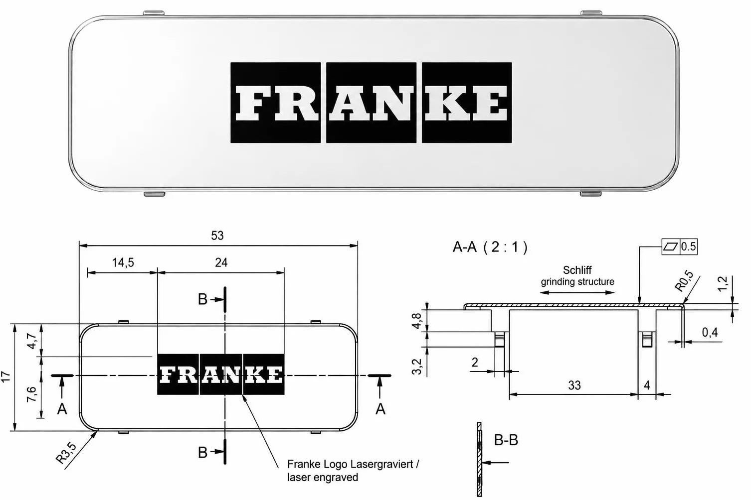 FRANKE Płyta logo 133.0055.650 do ukrytego przelewu