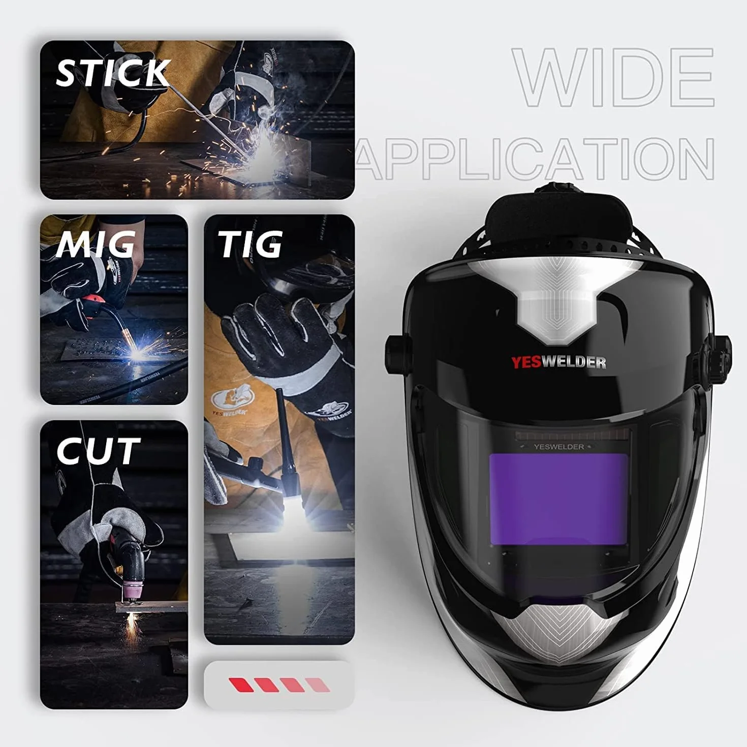 YESWELDER Maska spawalnicza automatycznie przyciemniana Wide Shade 4/5-9/9-13 kask spawalniczy