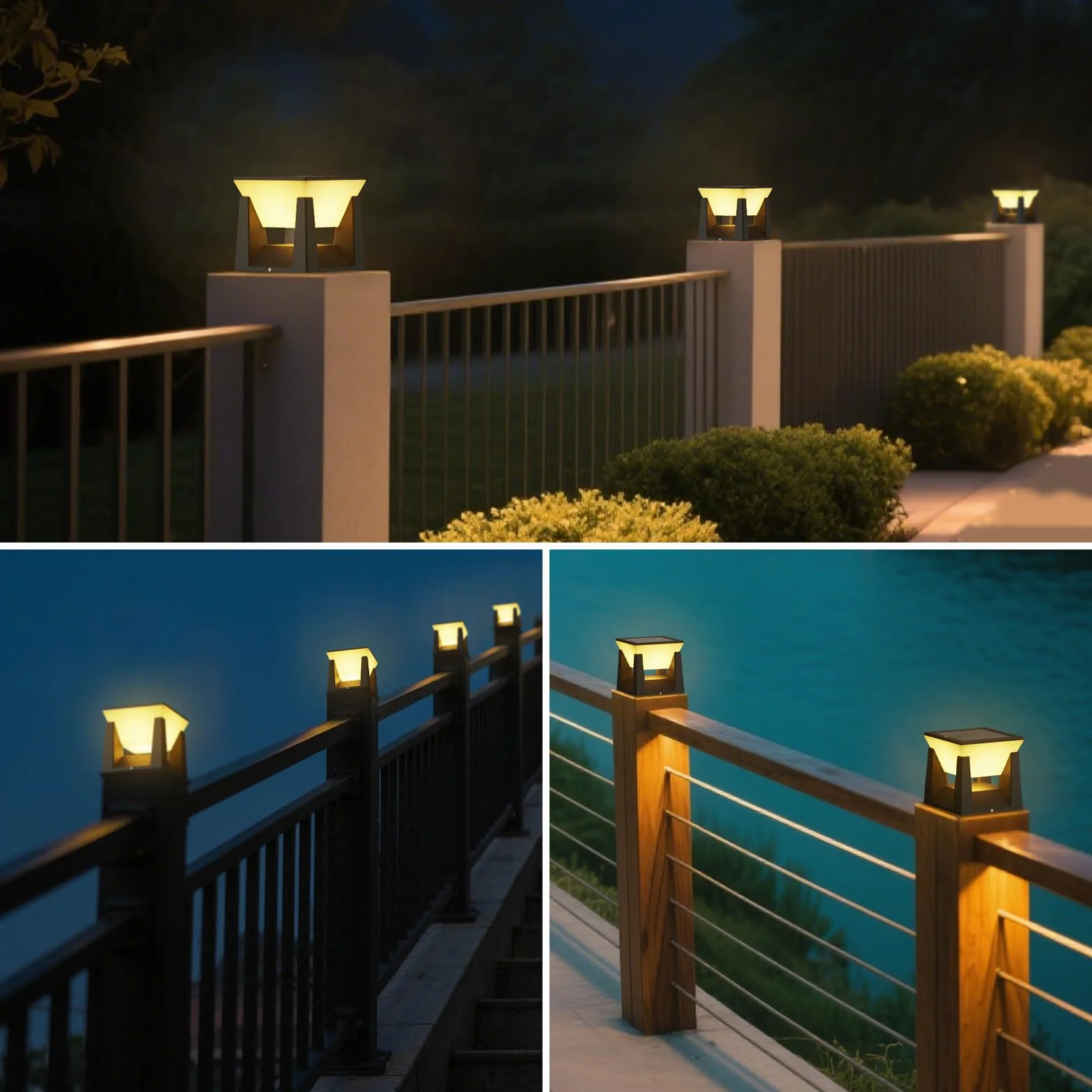 Lampa ogrodowa IP65, zewnętrzne lampy słoneczne, ciepła biel, czarne