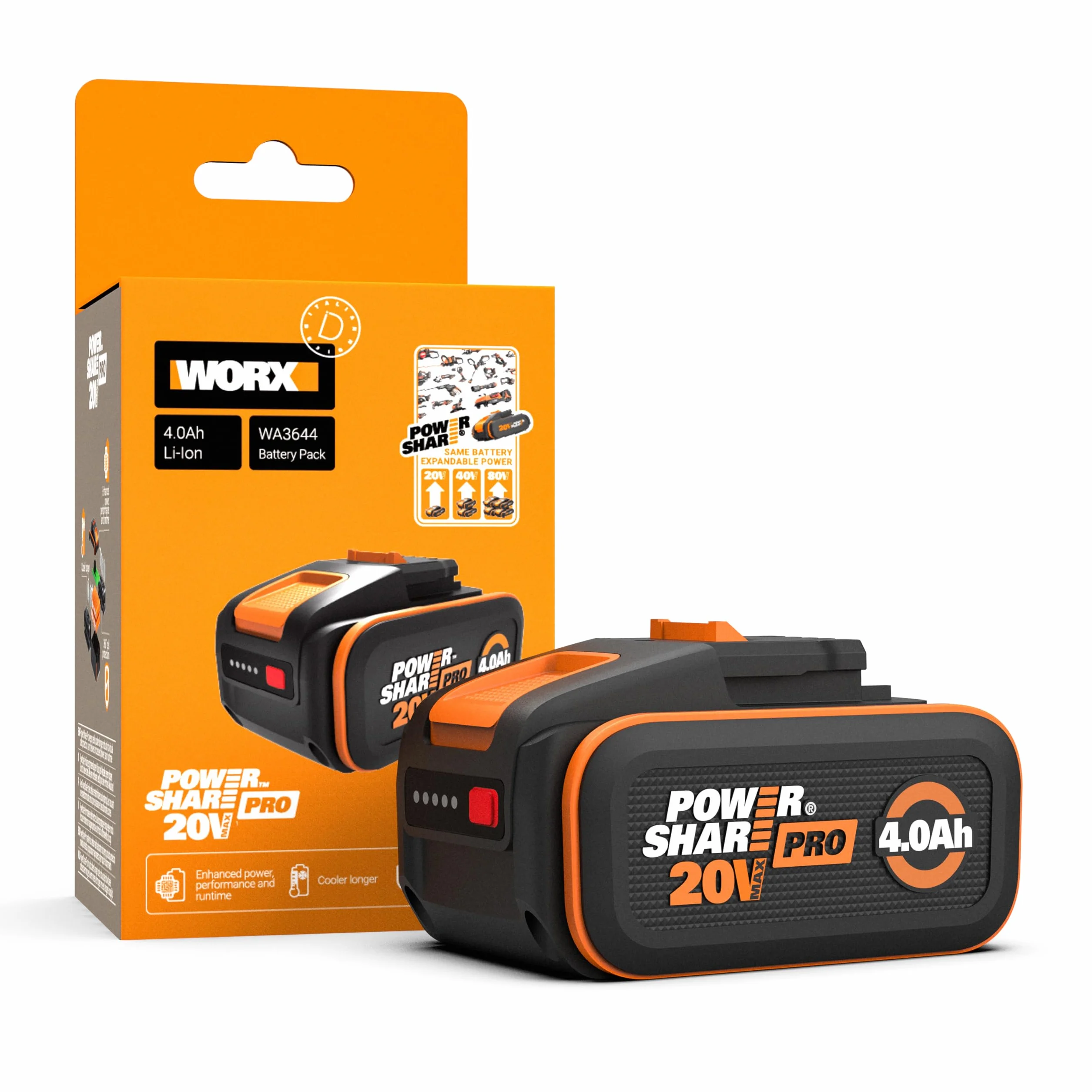 Worx Wa3644 Powershare Pro Akumulator Litowo-Jonowy, 20 V - 4,0 Ah