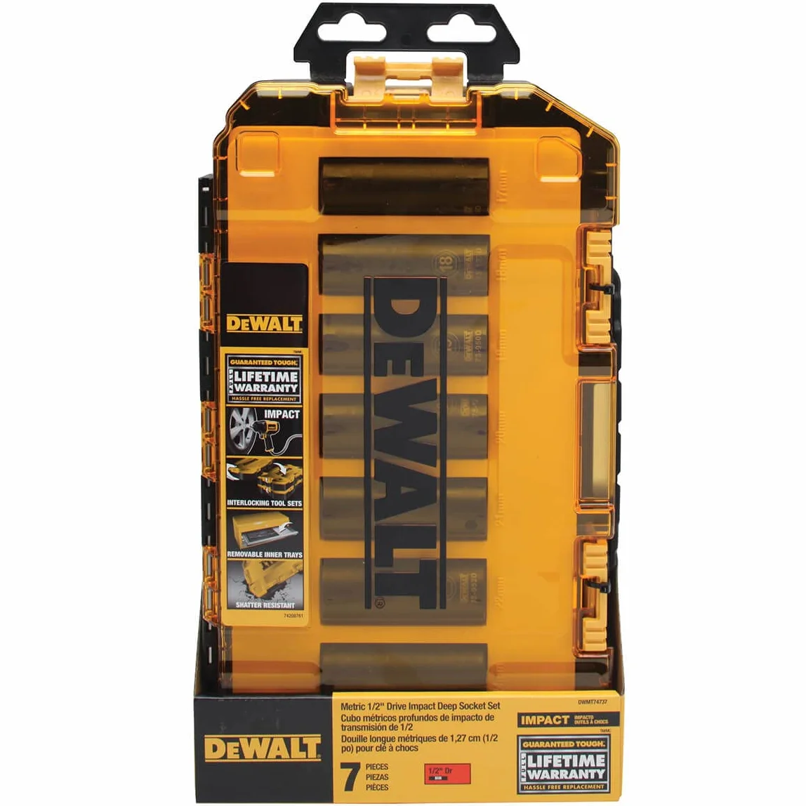 DEWALT Zestaw gniazd głębokich udarowych 7-częściowy metryczny napęd 1/2"