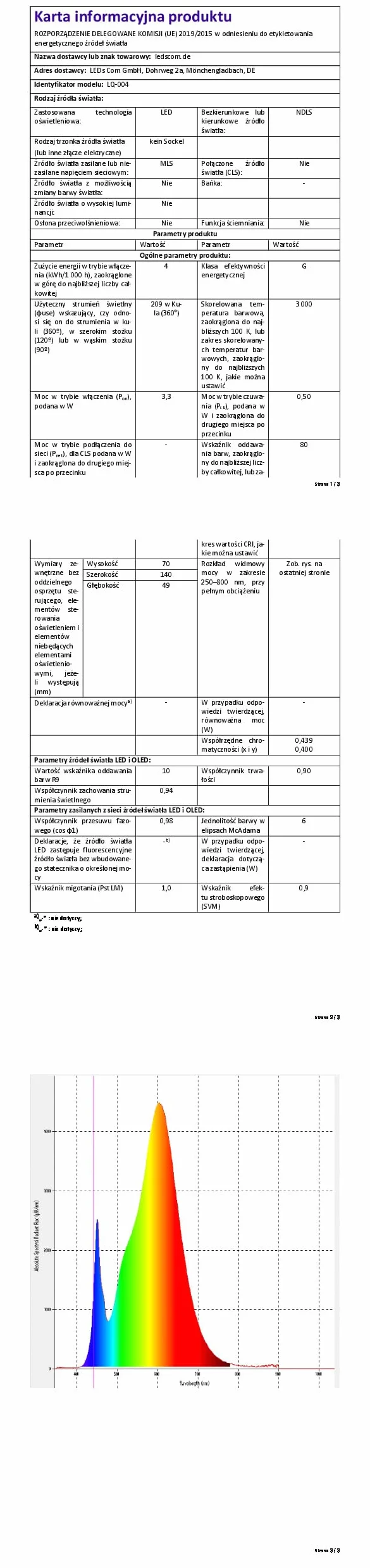 ledscom.de Lampa ścienna wpuszczana LED ZIBAL, downlight IP65 140x70mm 3,3W 209lm ciepła biel