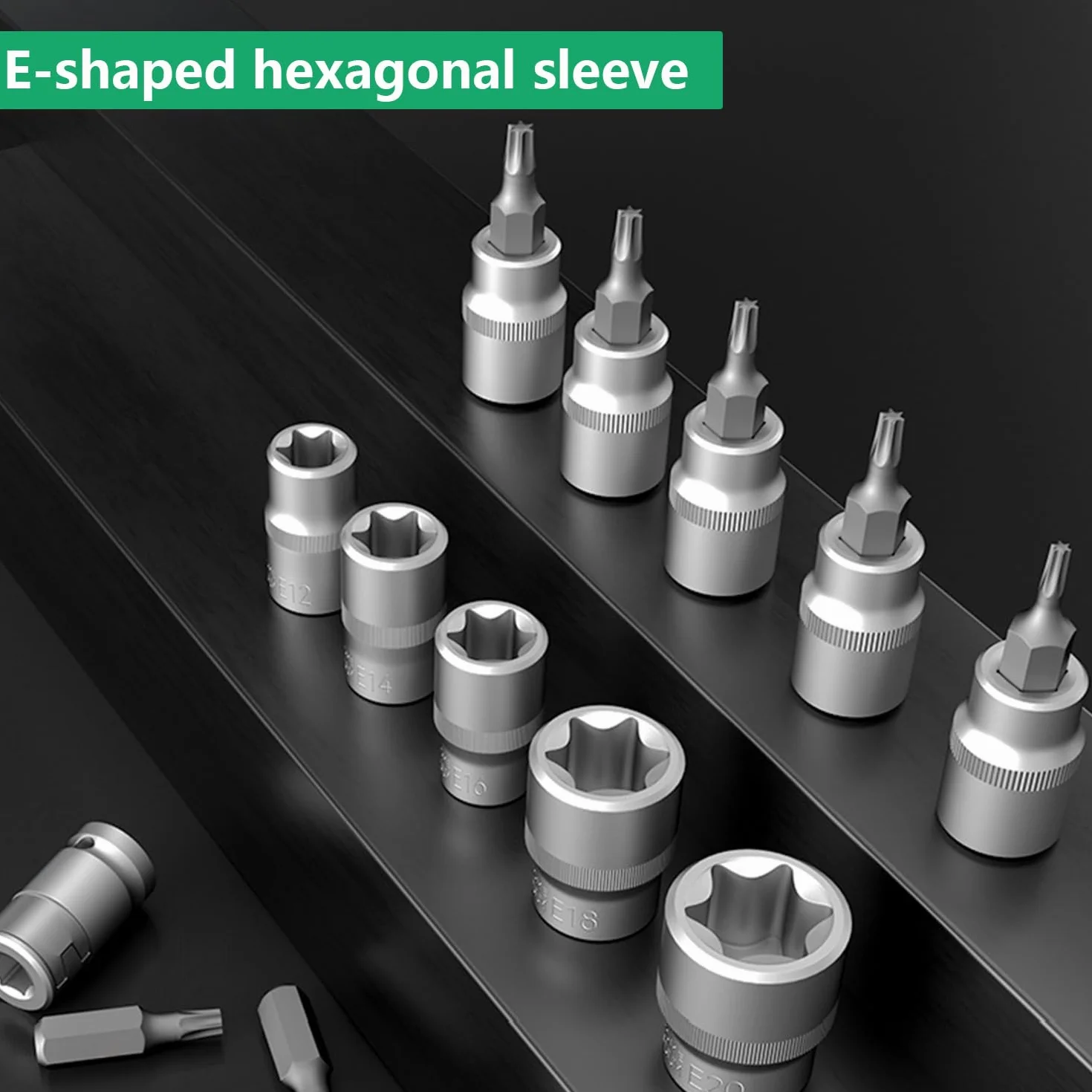 Zestaw 34 kluczy nasadowych Torx, nasadek Torx, do naprawy samochodu, roweru, niebieski